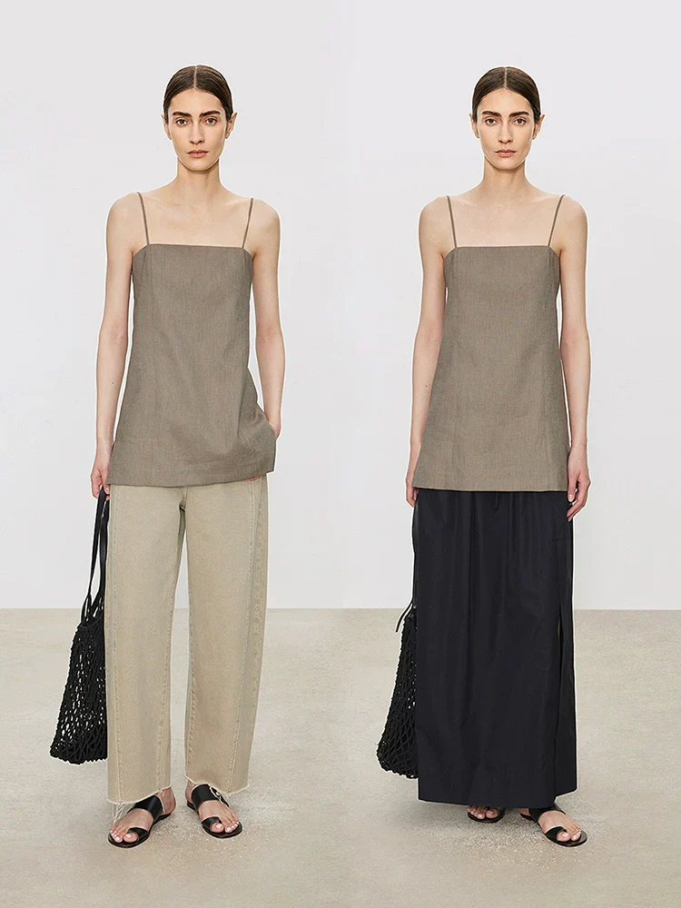 Houndstooth Linen Longline Camisole - Image 5