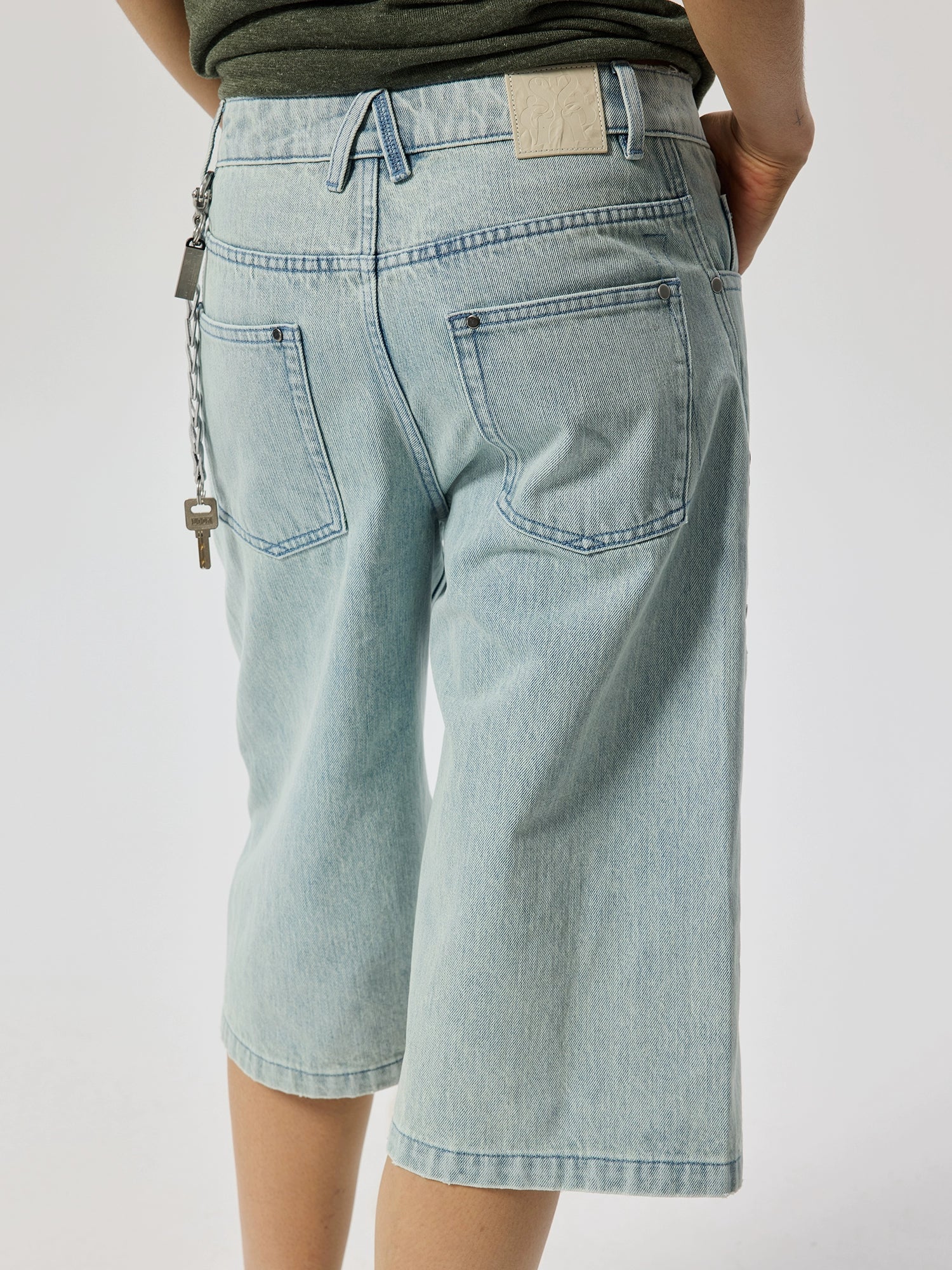 Ice Blue Rivet Bermuda Shorts - Image 3