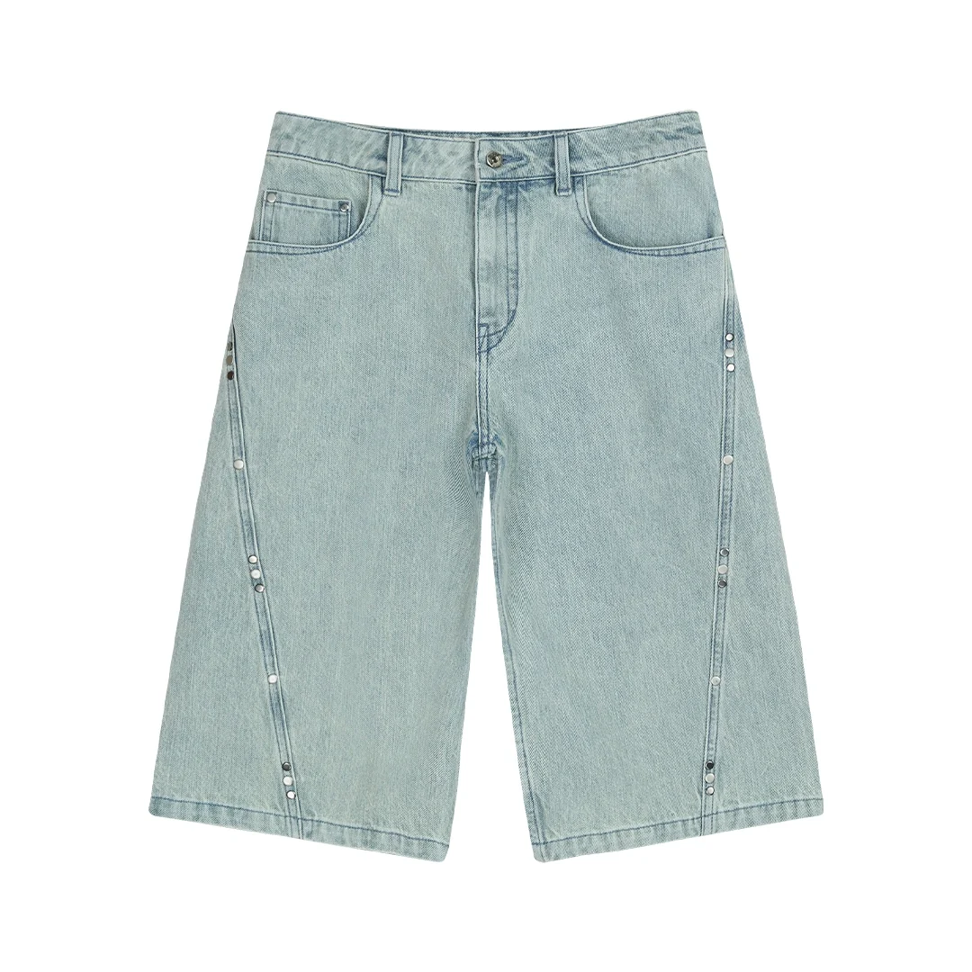 Ice Blue Rivet Bermuda Shorts - Image 5