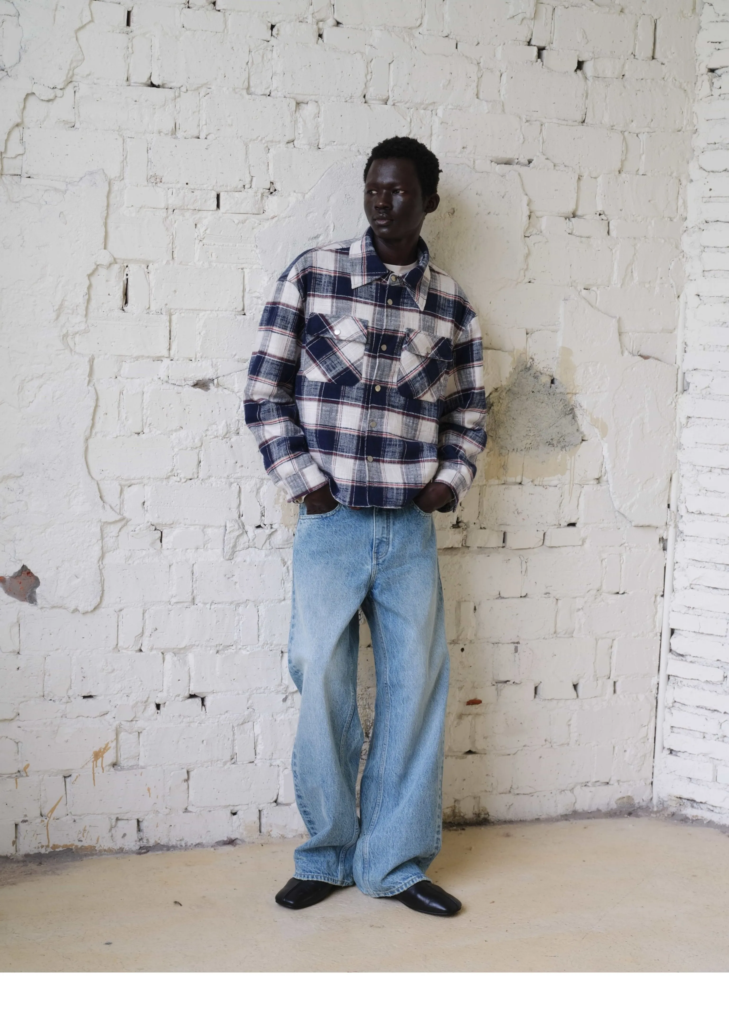 Ice Blue Snow-Wash Wide-Leg Jeans - Image 5