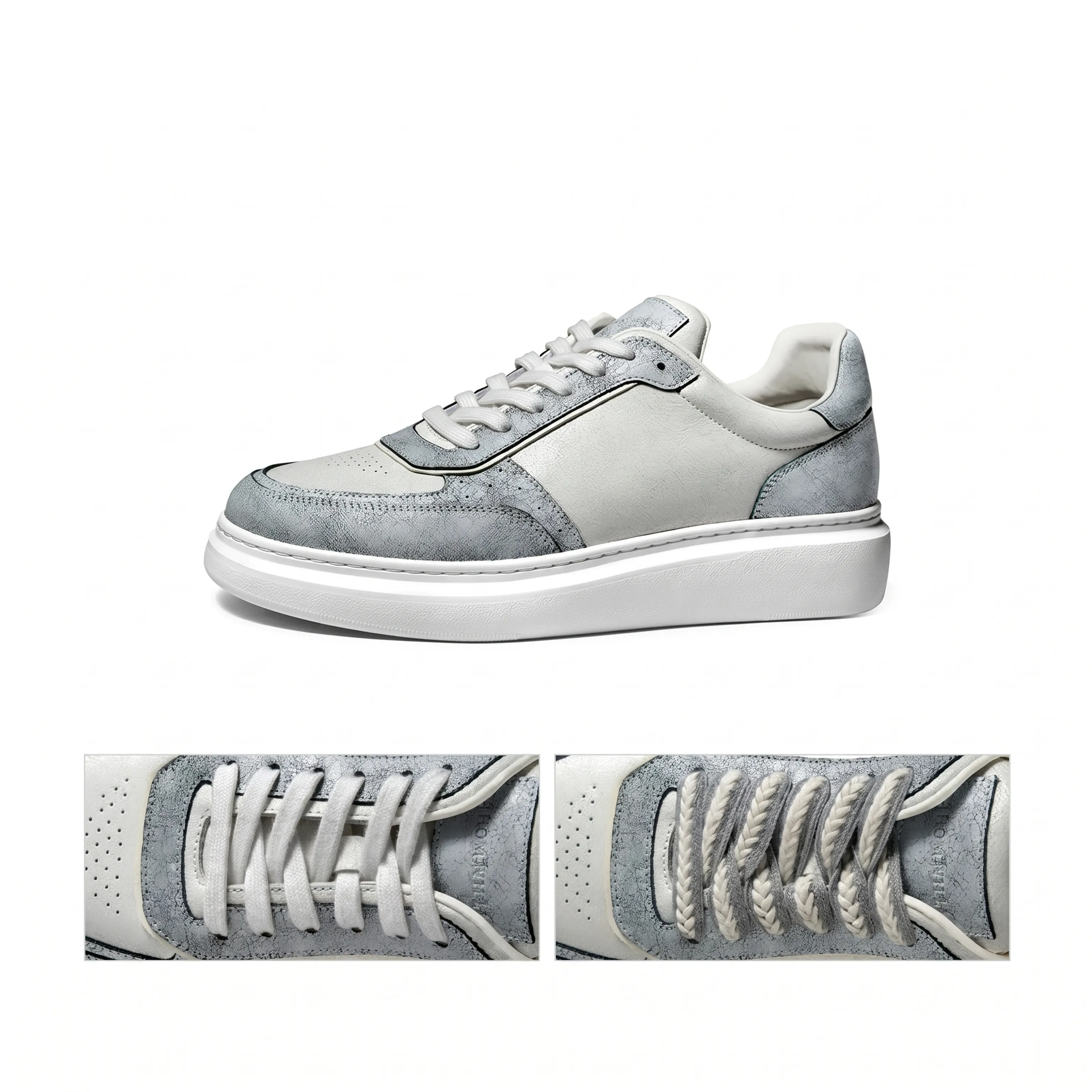 Ice-Crack Leather Platform Sneaker - Image 4