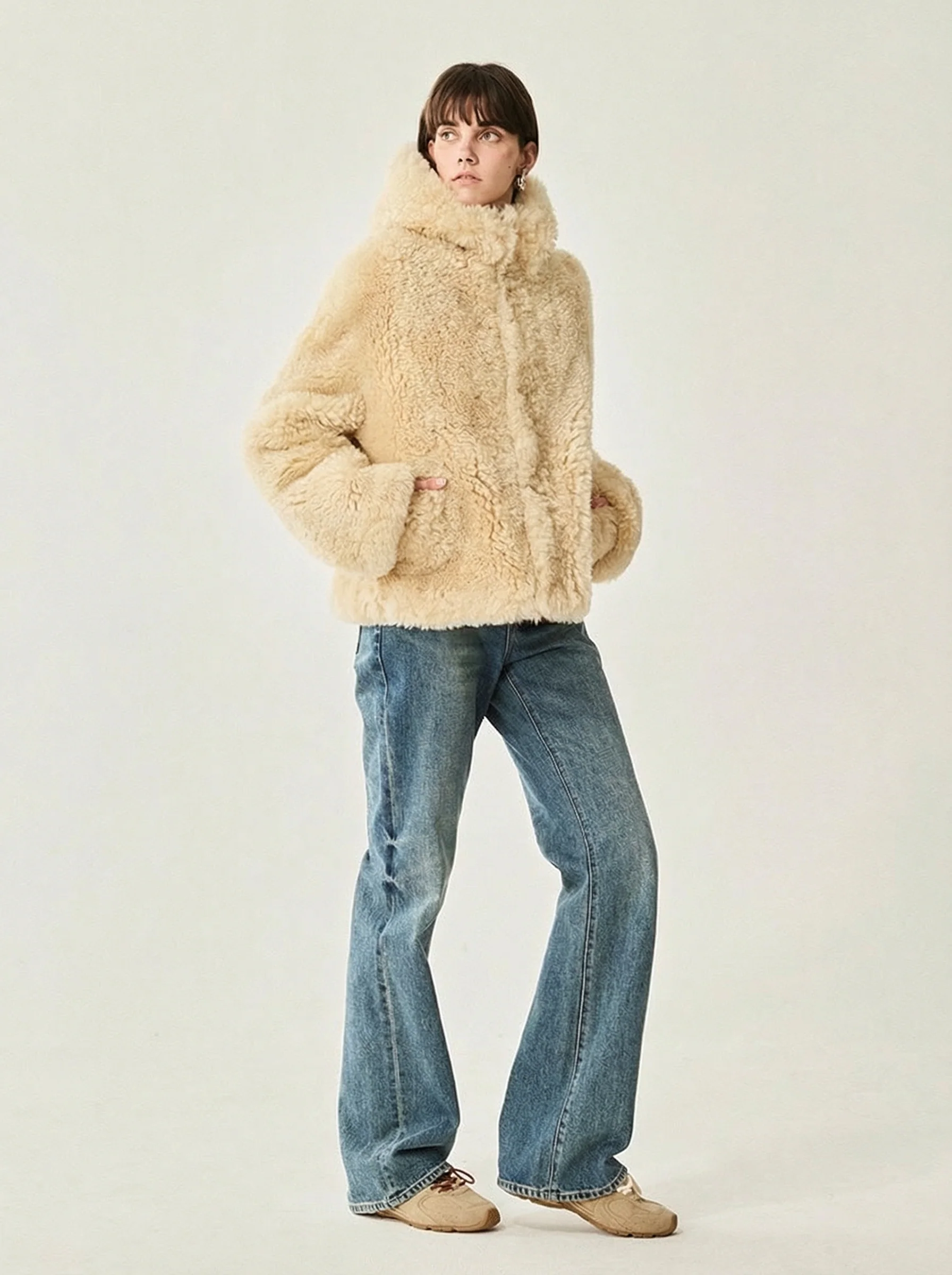 Icelandic Shearling Hooded Jacket - Image 3