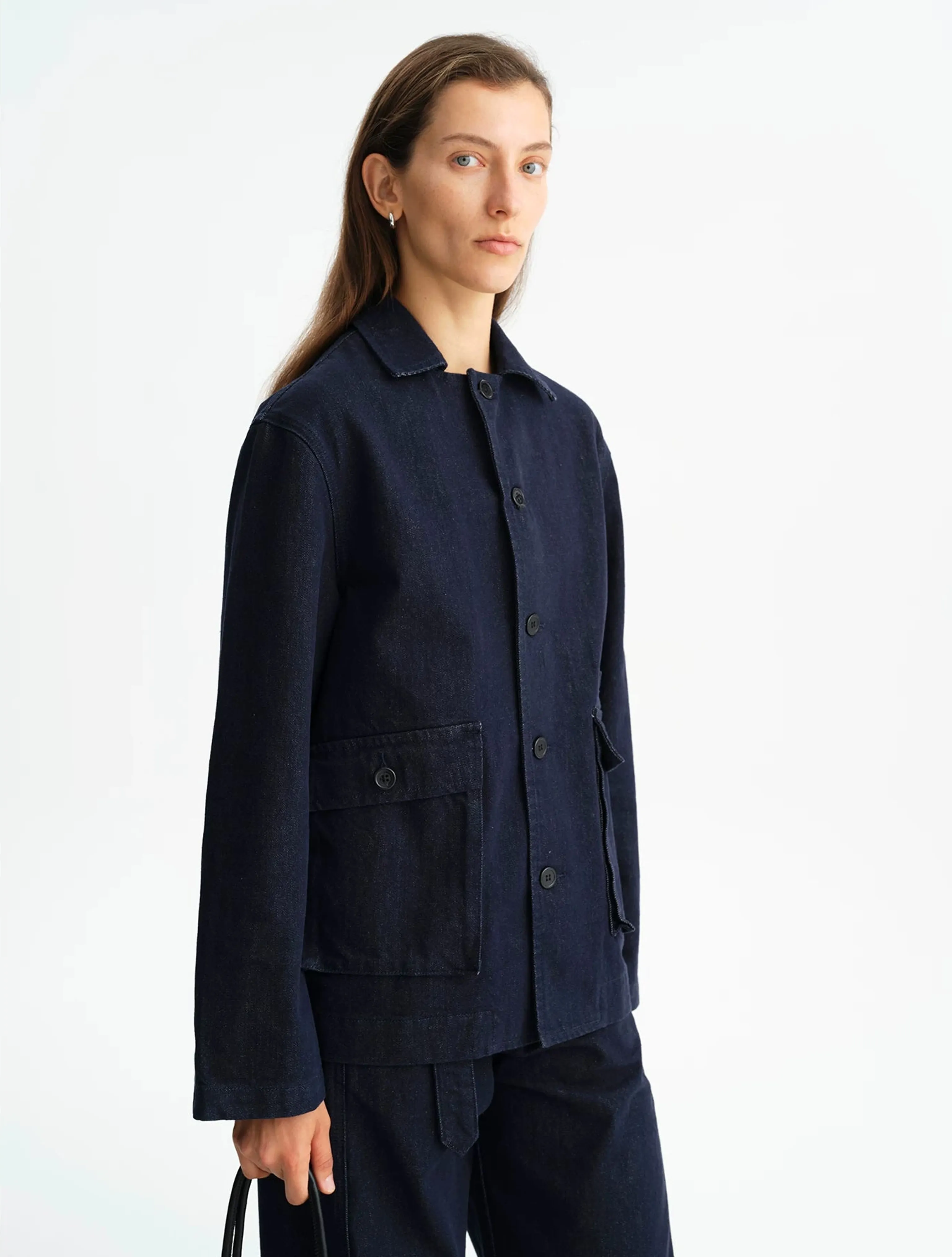 Indigo Oversized Denim Chore Jacket - Image 6