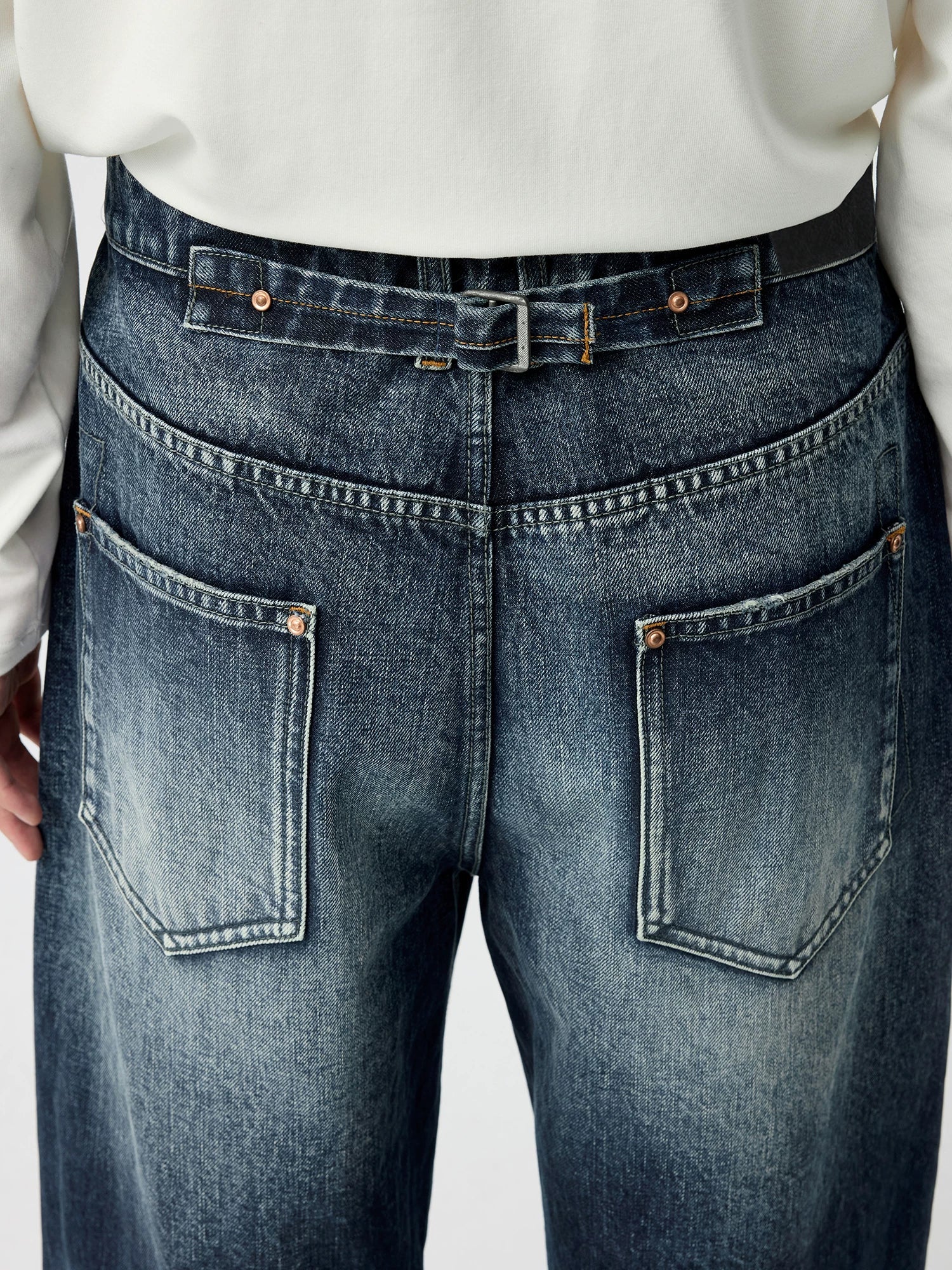 Indigo Whiskered Wide-Leg Jeans - Image 2