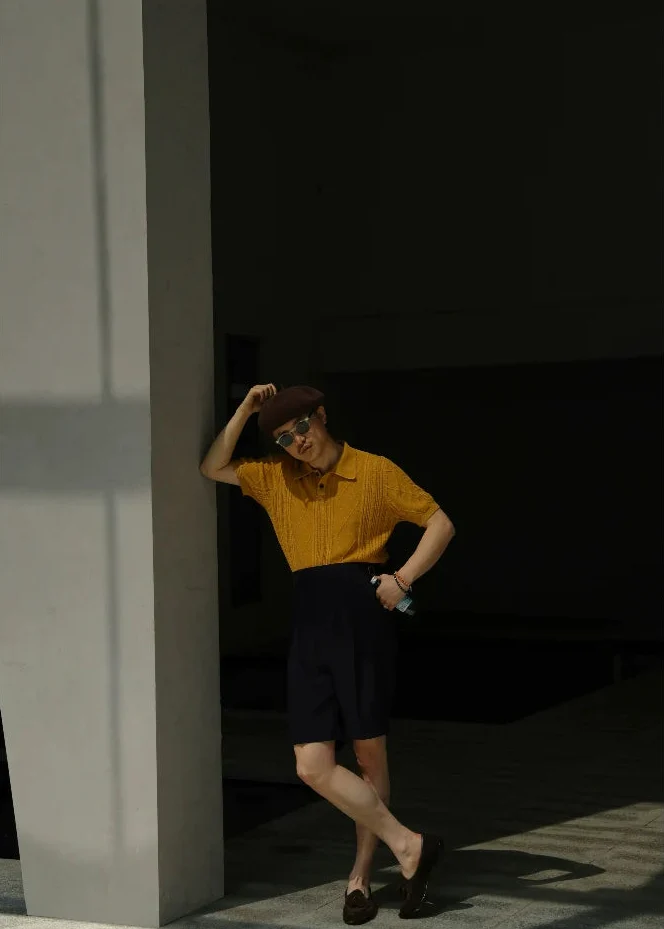 Ink Sea Blue High-Waist Linen Shorts - Image 3