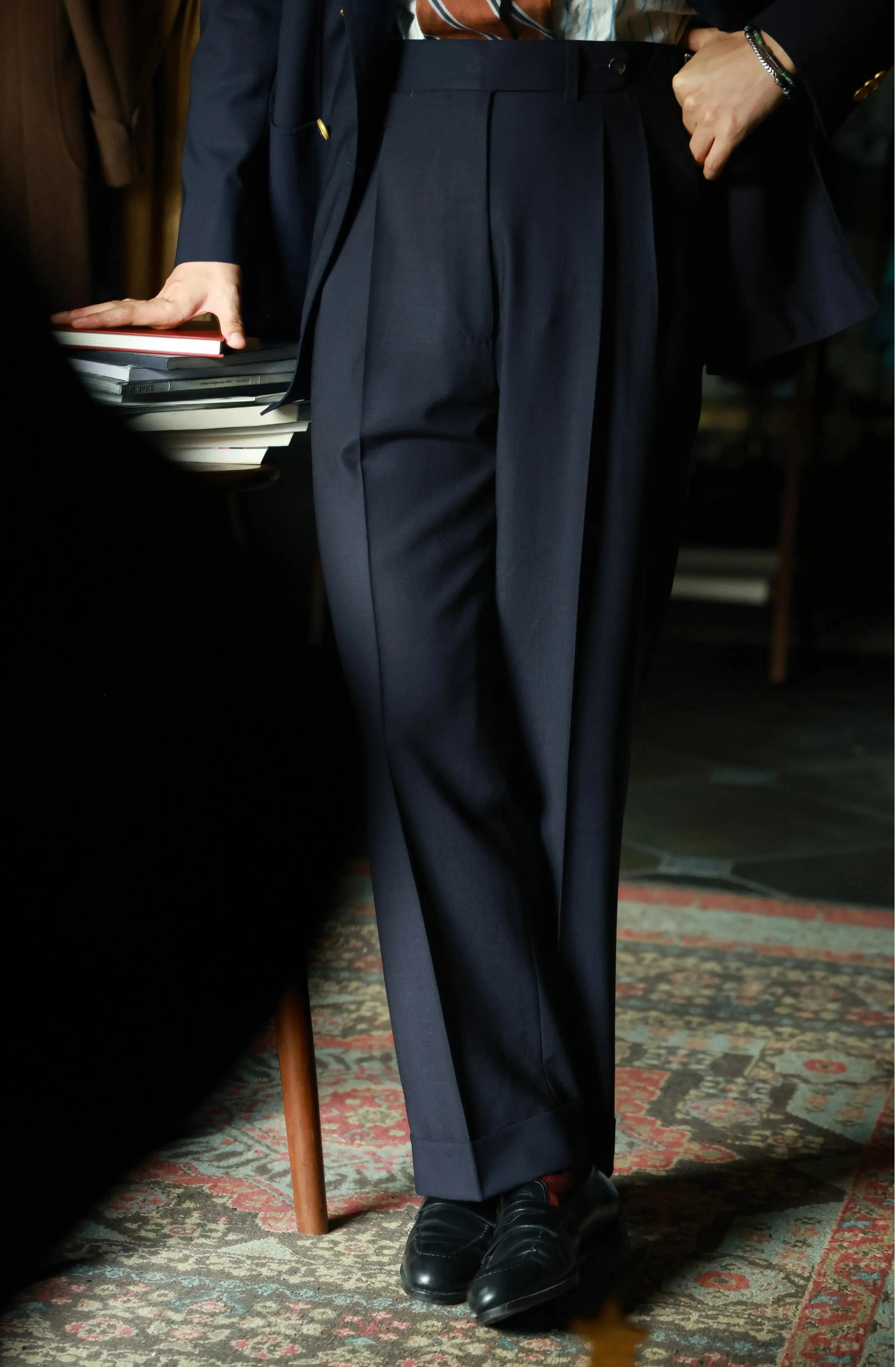 Ink Sea Blue Wool Trousers - Image 2