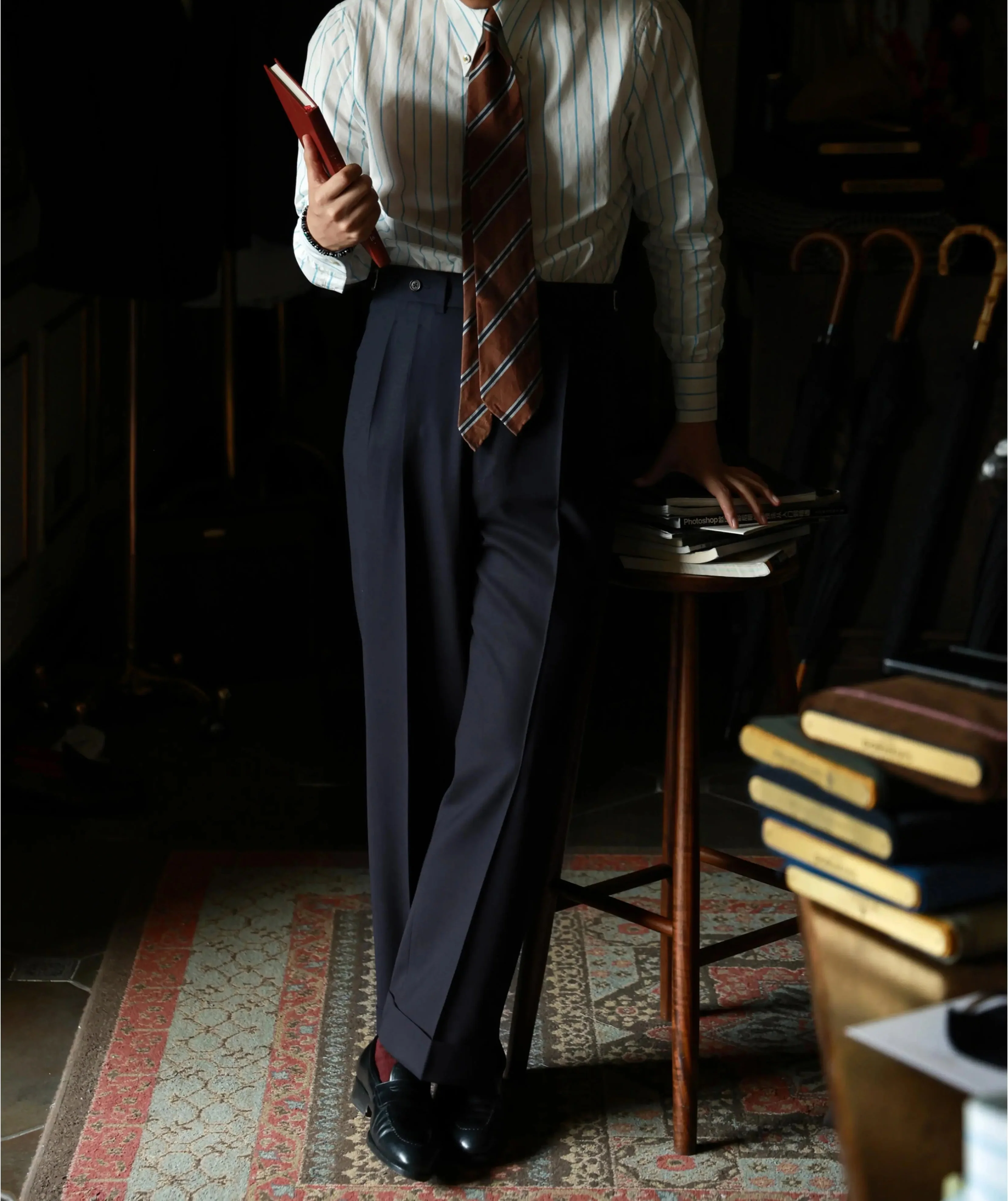 Ink Sea Blue Wool Trousers - Image 3