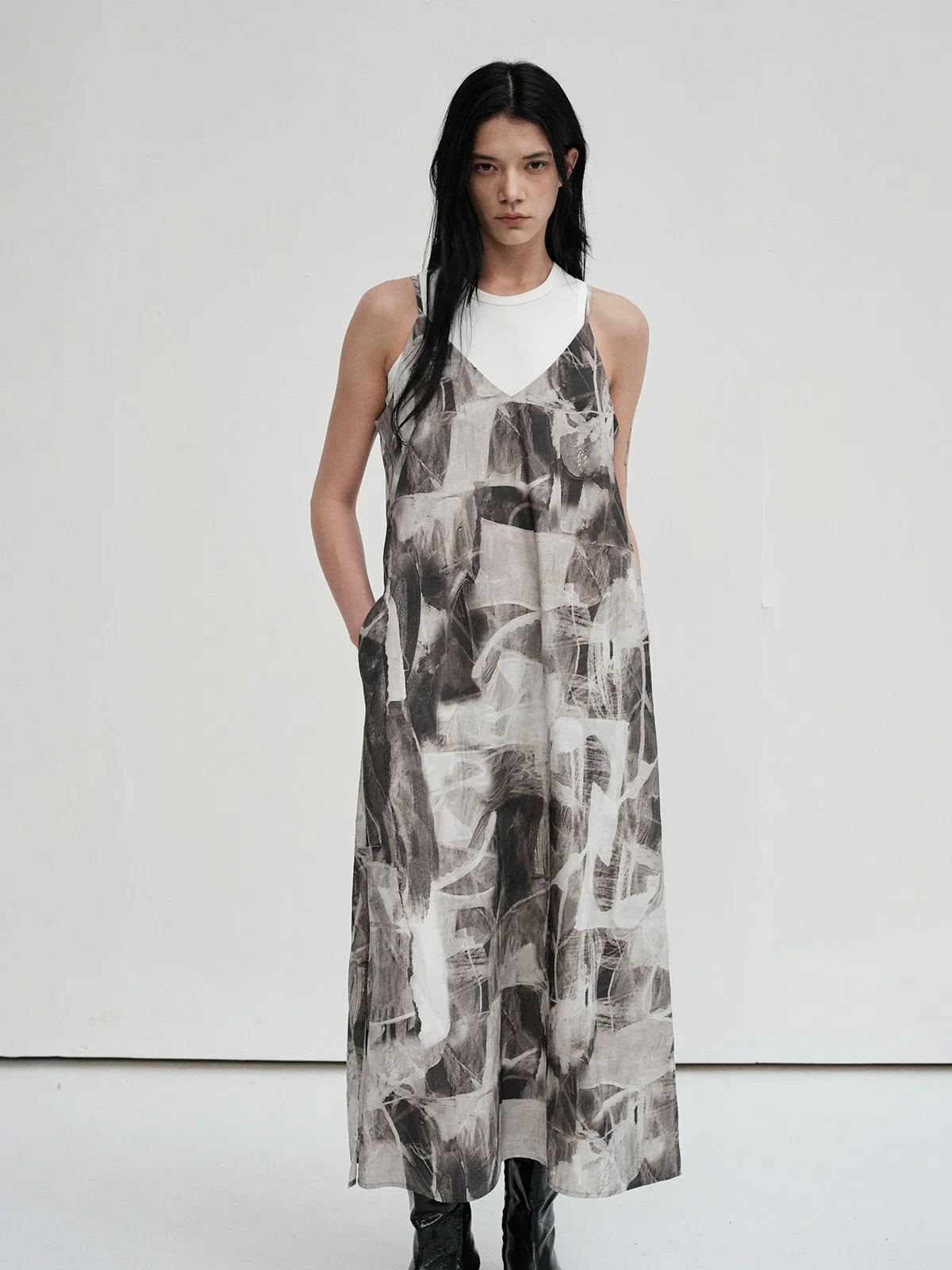 Ink Wash Cuban-Collar Shirt & Slip Dress - Image 2