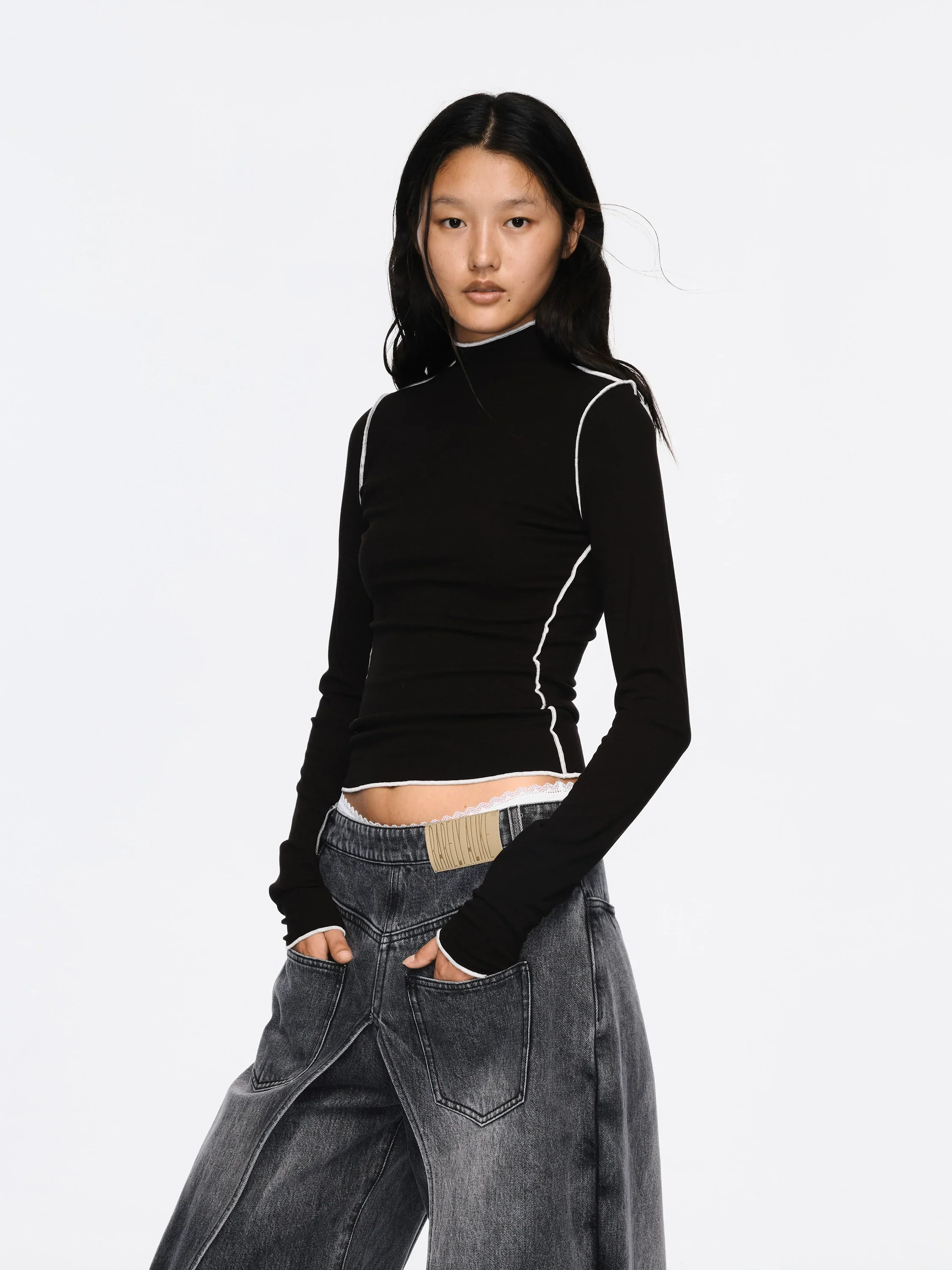 Inside-Out Contrast Knit Top - Image 2