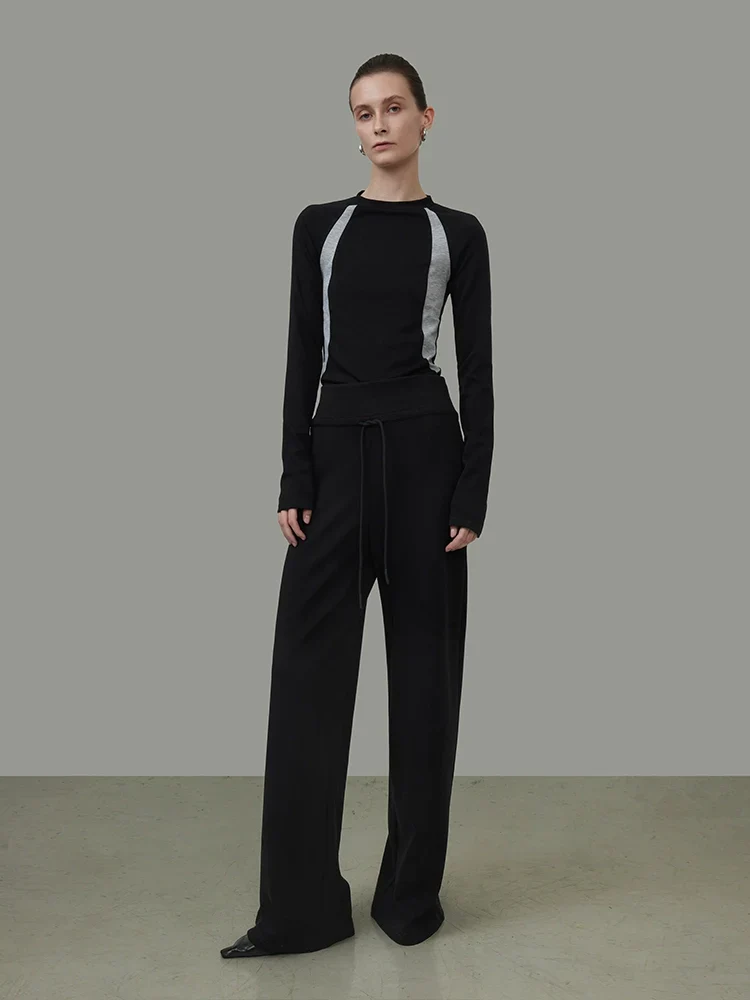 Irregular Contrast Knit Top
