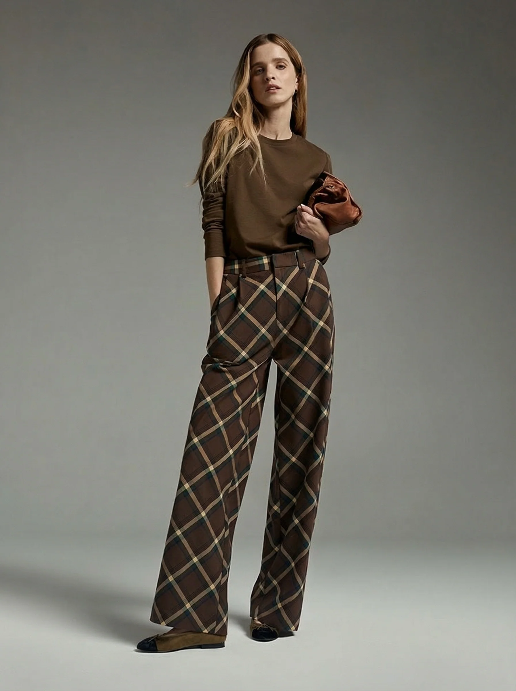 Isabel Wide-Leg Plaid Trousers - Image 3