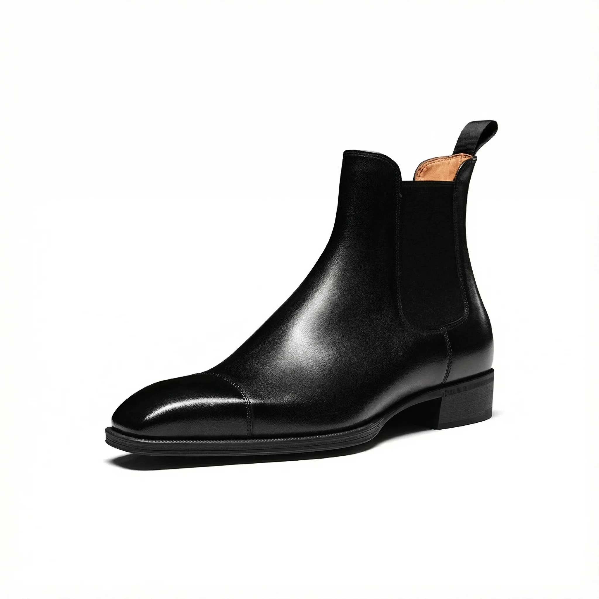 Italian Calf Leather Cap-Toe Chelsea Boots