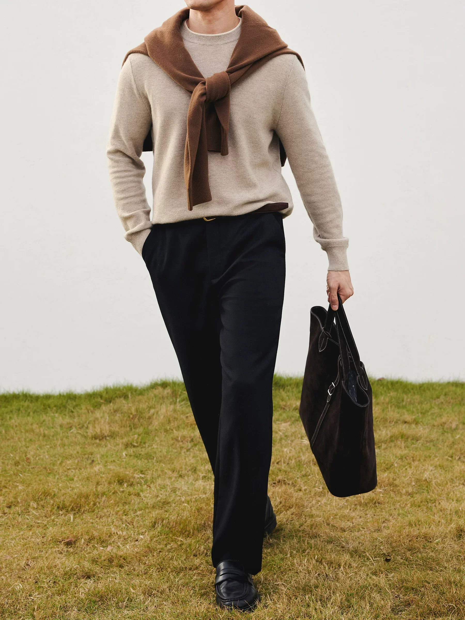 Italian Cashmere Color-Block Collar Crewneck - Image 3