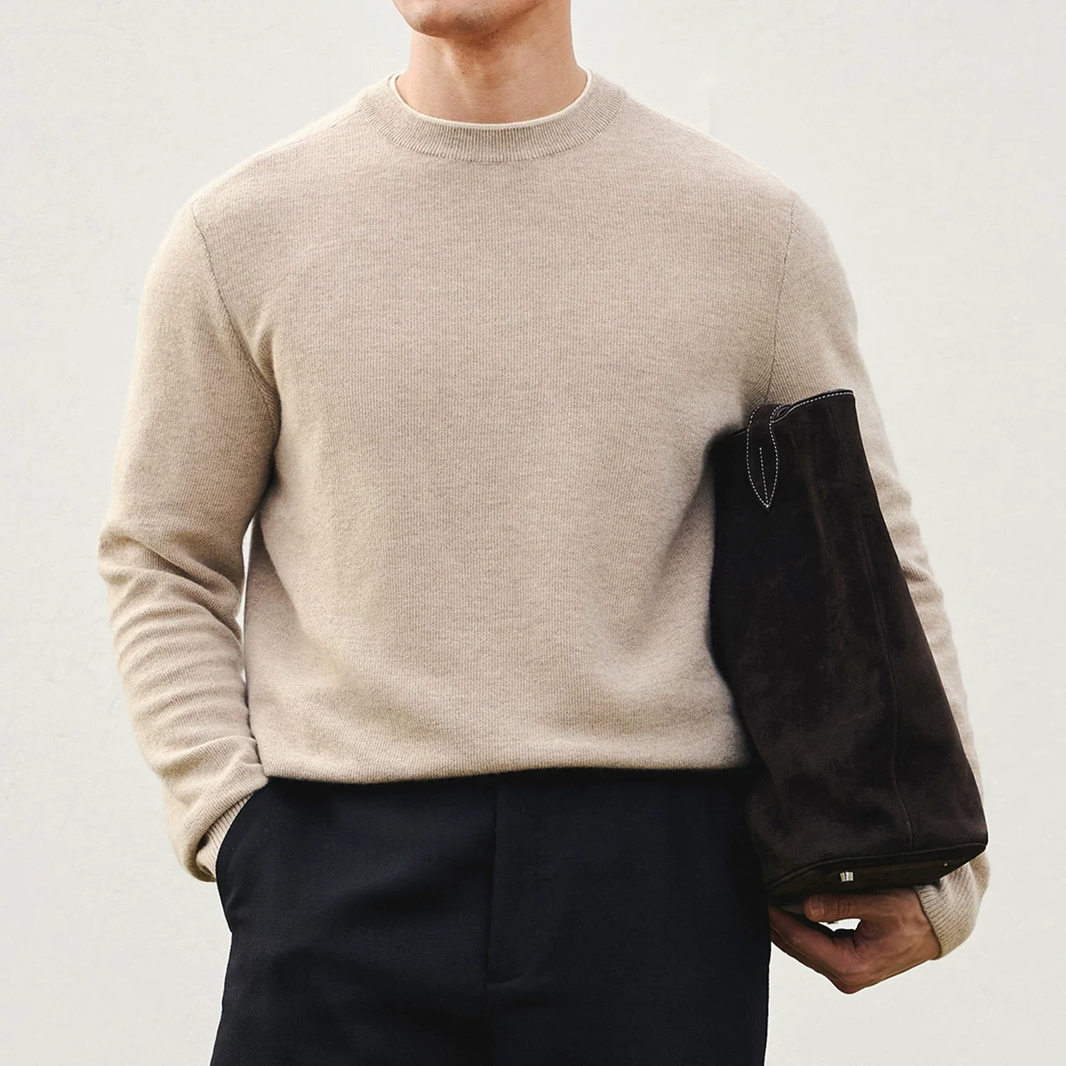 Italian Cashmere Color-Block Collar Crewneck - Image 5