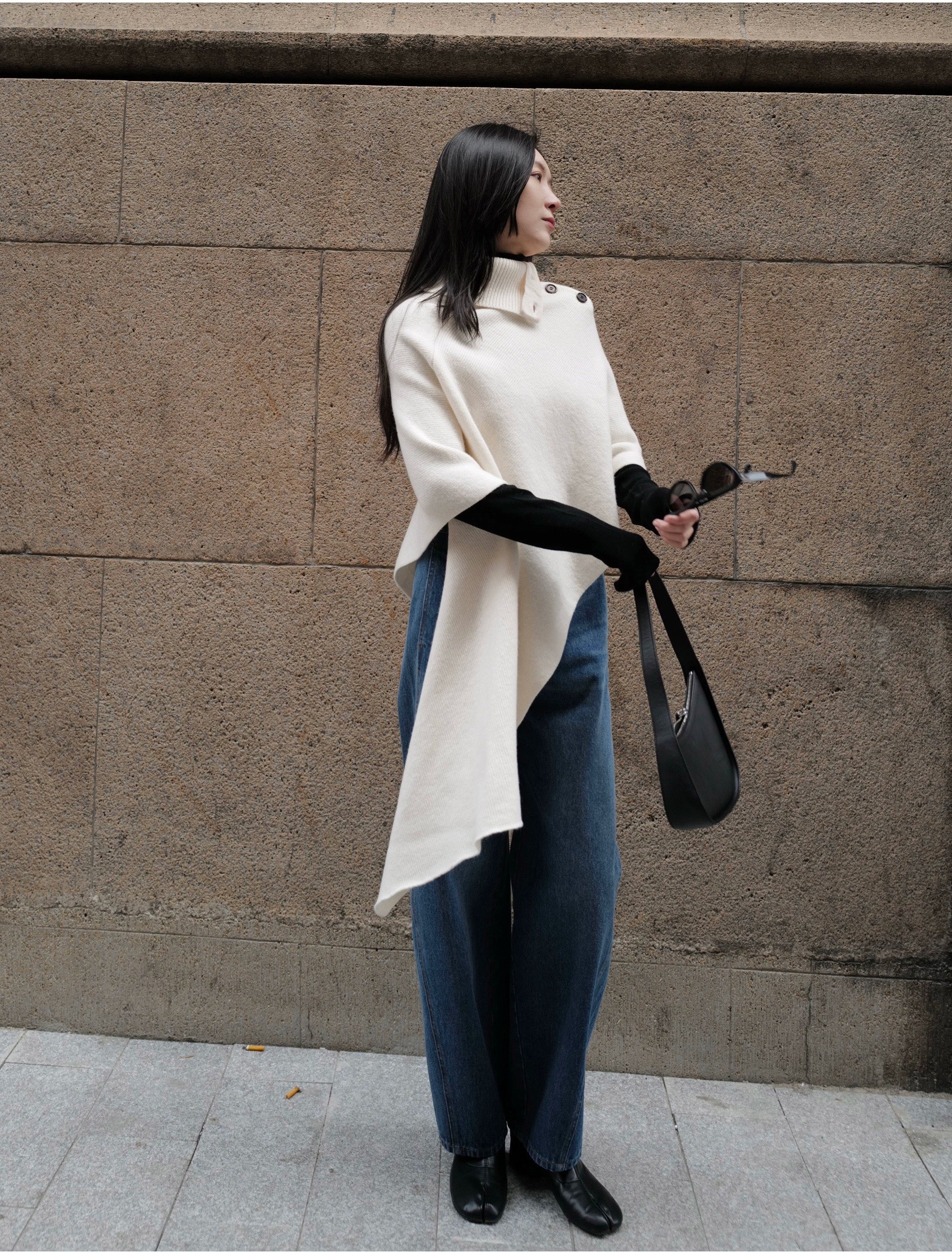 Italian Cashwool Knitted Poncho