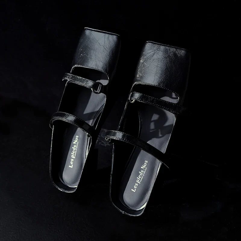 Italian Cracked Leather Square-Toe Mules - Image 6