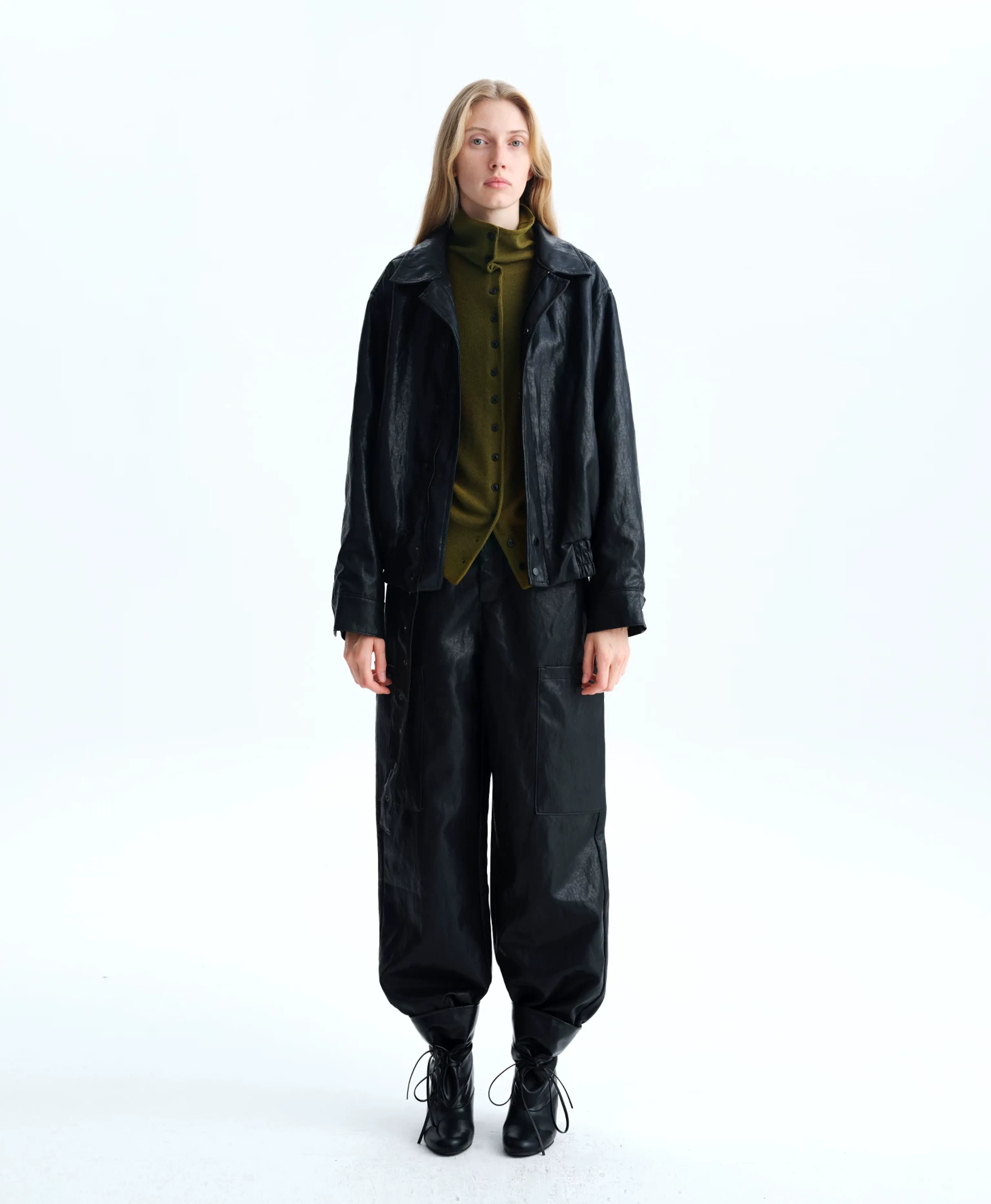 Italian Eco Faux Leather Blouson Jacket - Image 4