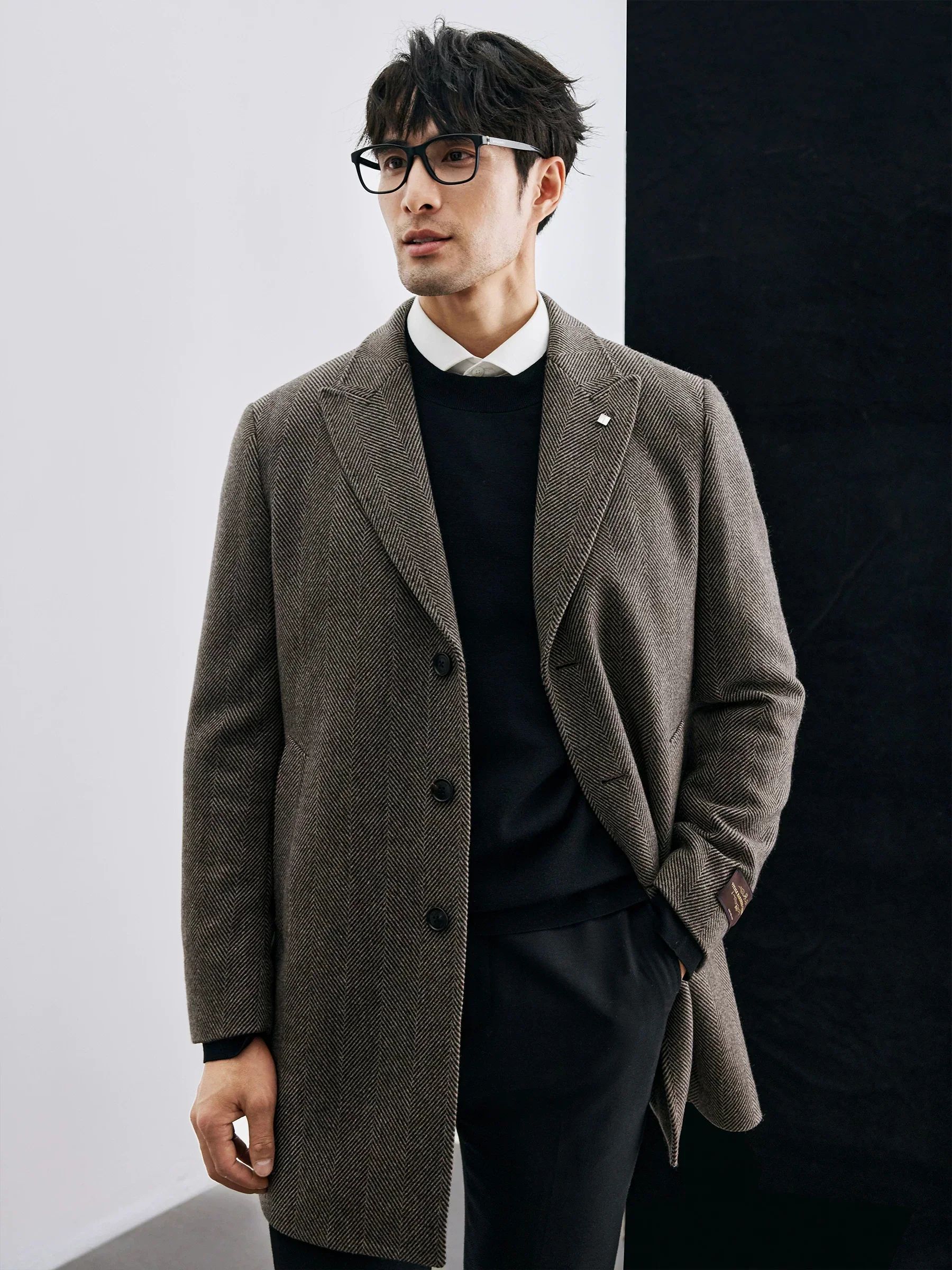 Italian Herringbone Wool Topcoat - Image 3