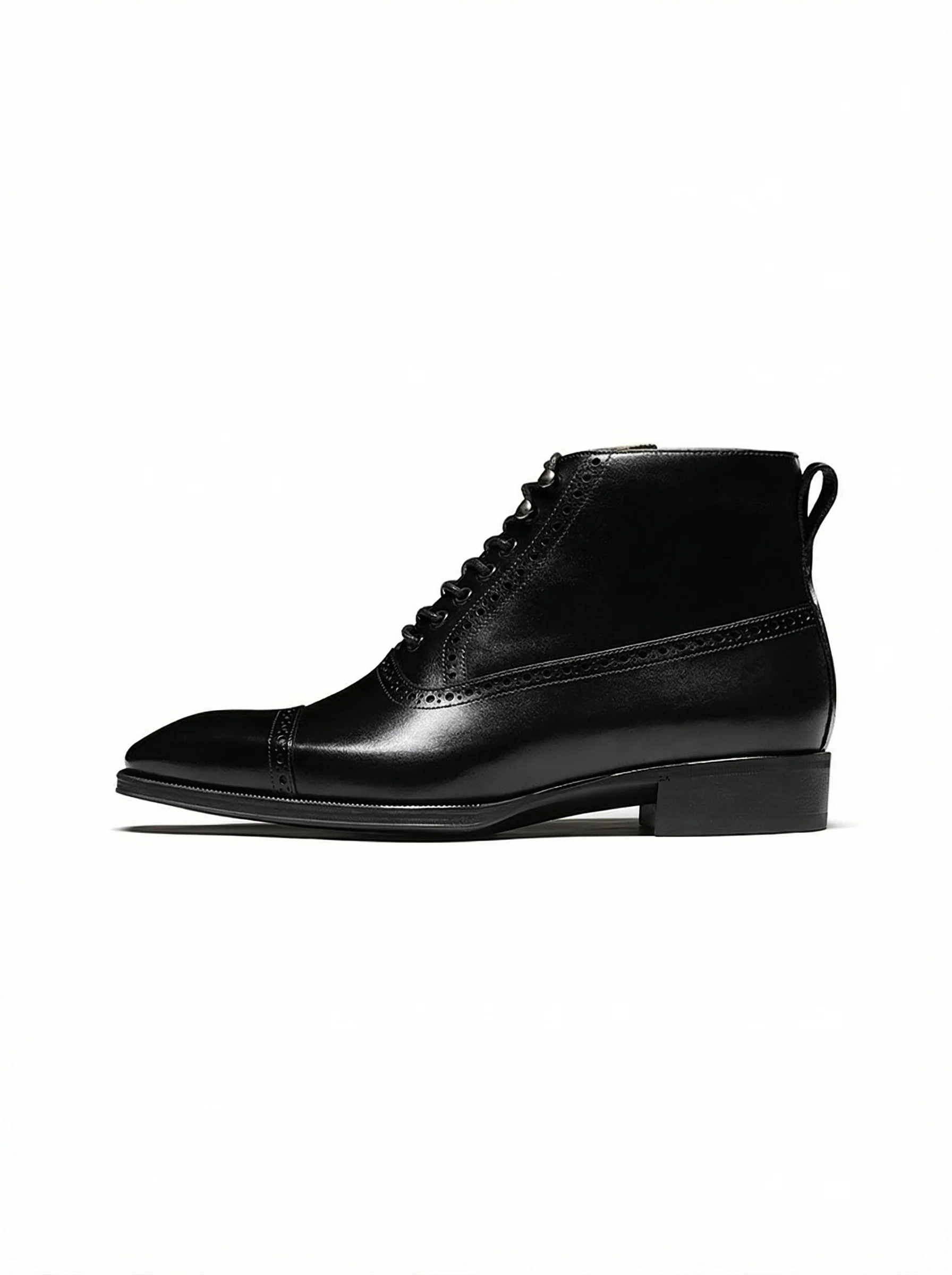 Italian Leather Brogue Cap-Toe Boot - Image 2