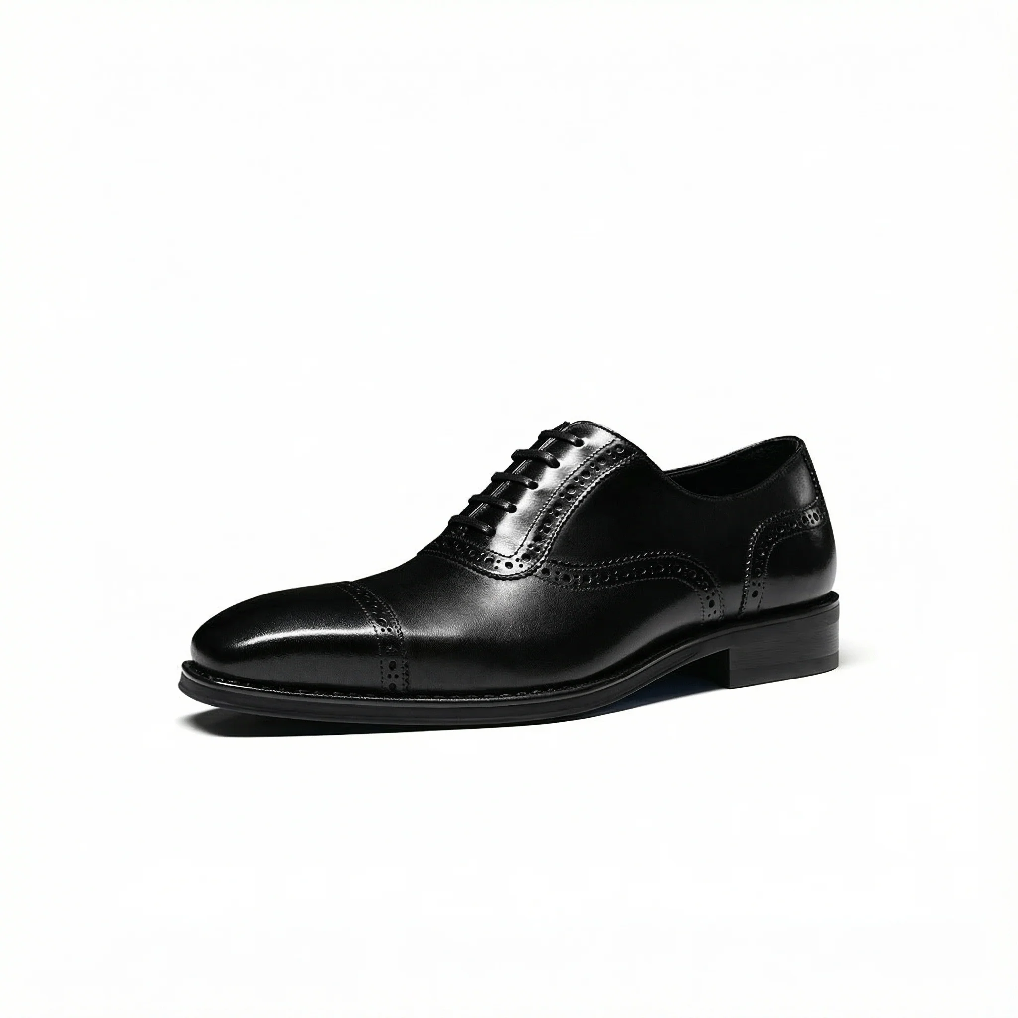 Italian Leather Cap-Toe Brogue Oxford