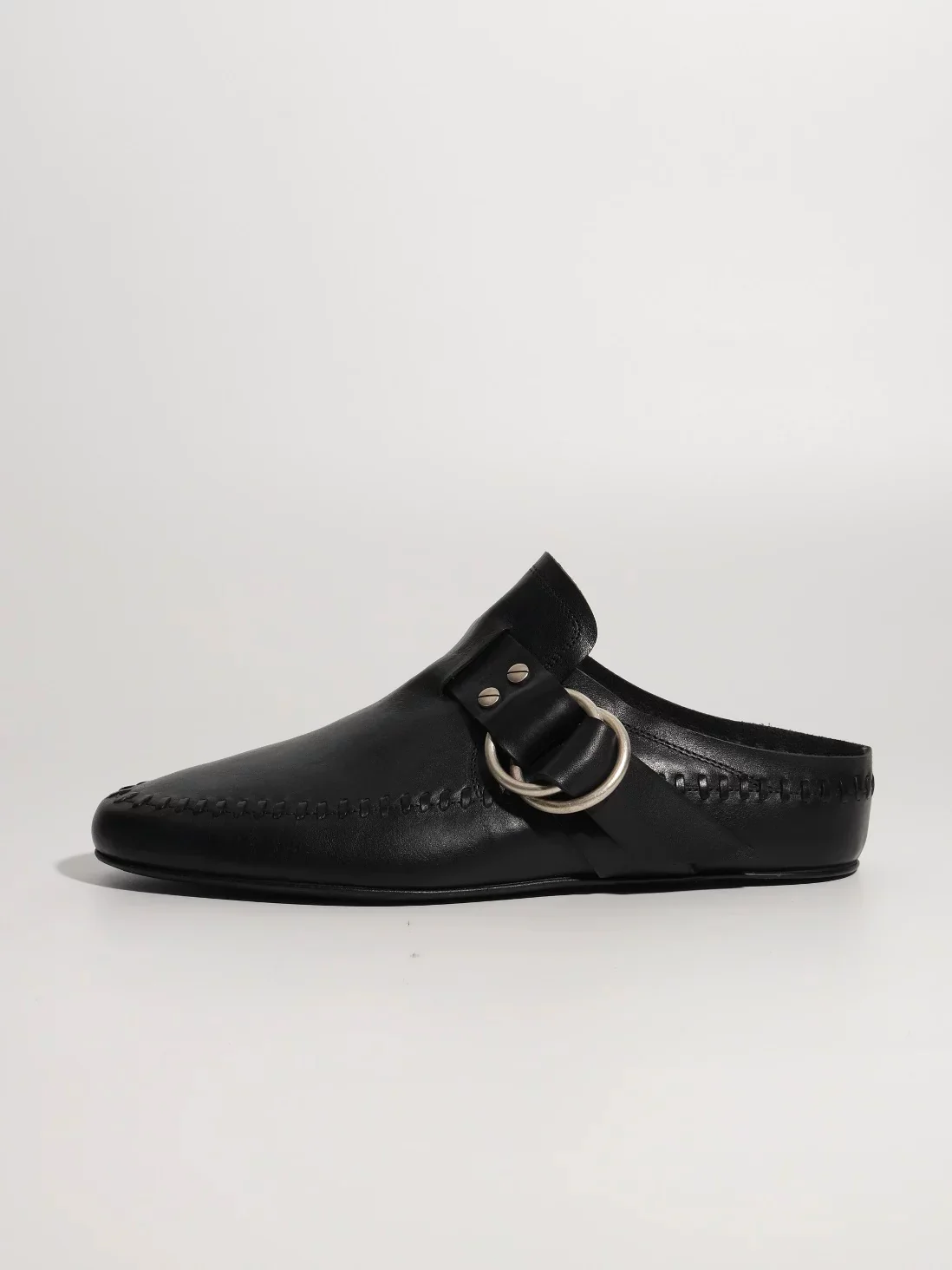 Italian Leather O-Ring Mule Loafer