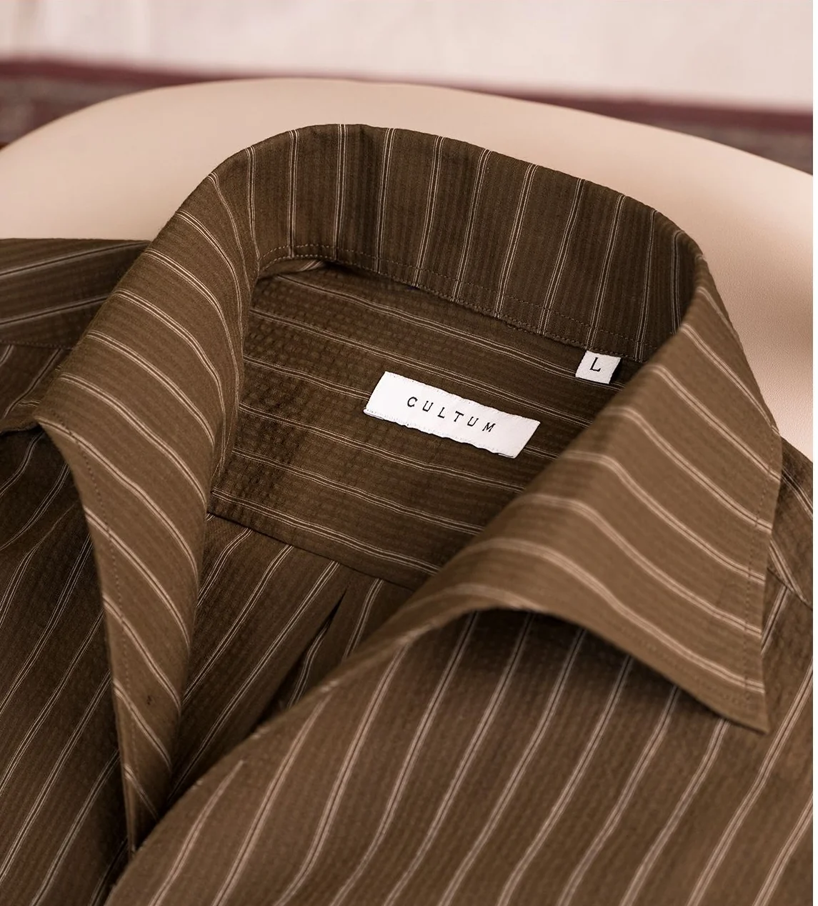 Italian One-Piece Collar Stripe Shirt - Image 5