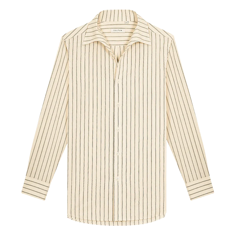 Italian One-Piece Collar Stripe Shirt - Image 7