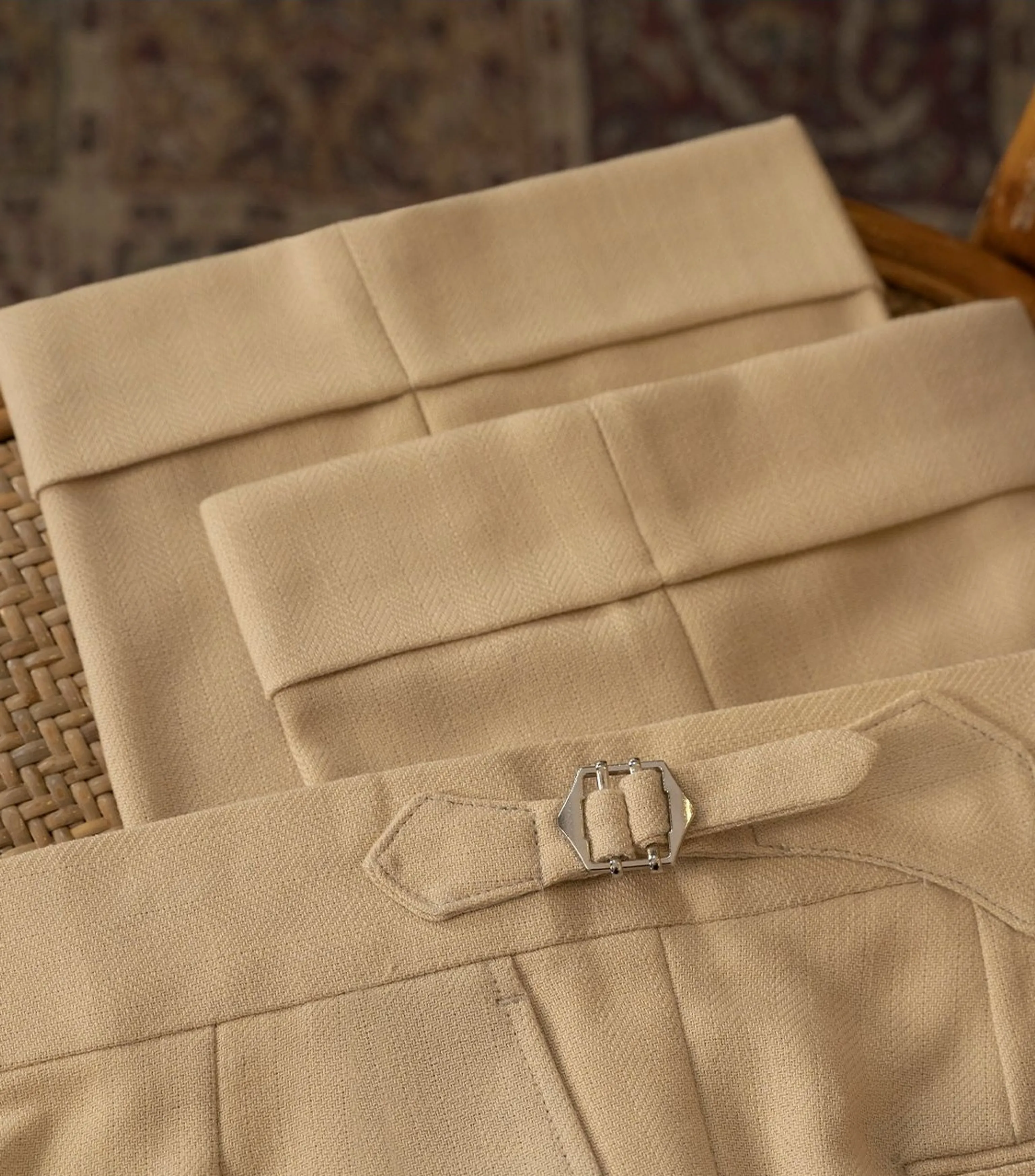 Italian Single-Pleat Herringbone Trousers - Image 7