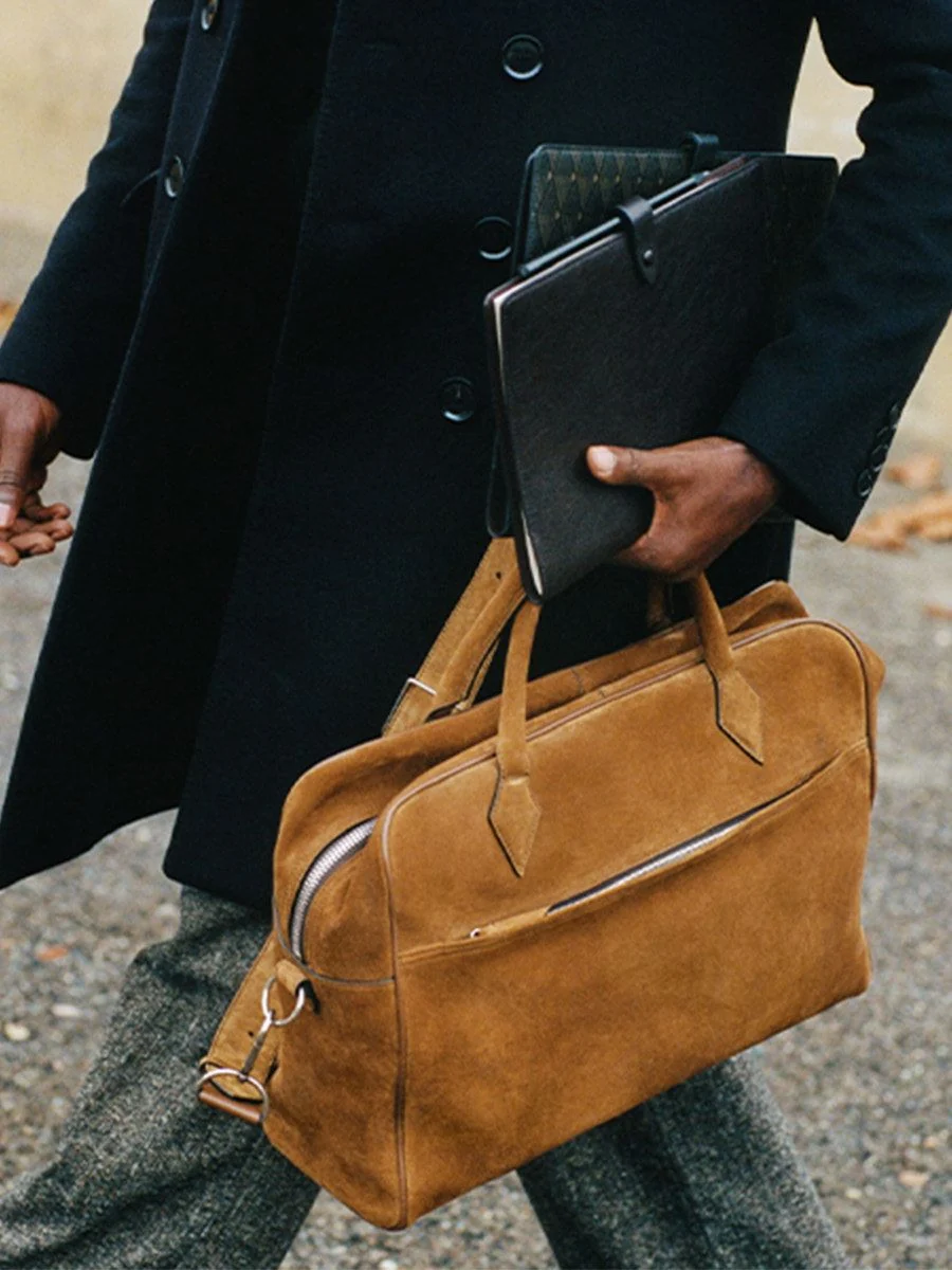 Italian Suede Carryall Briefcase