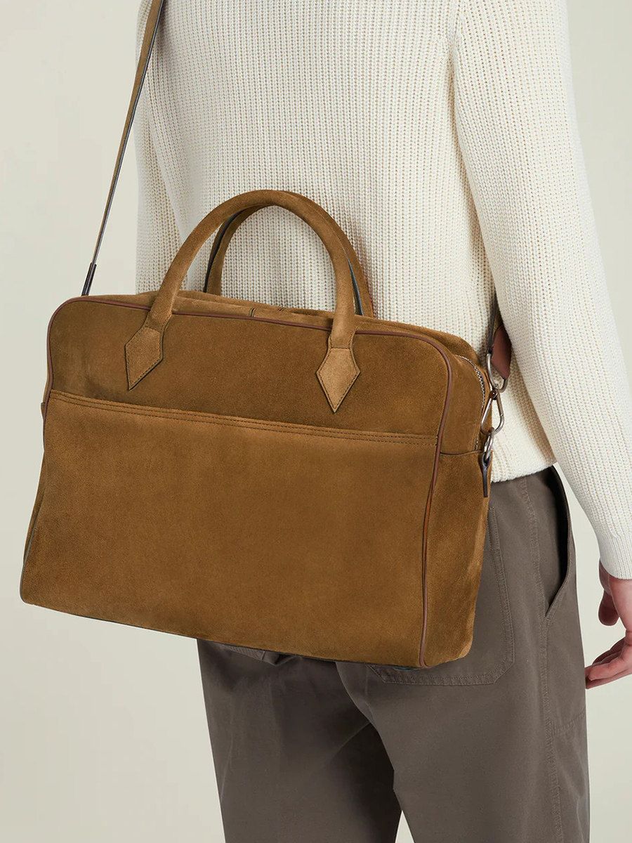 Italian Suede Carryall Briefcase - Image 3