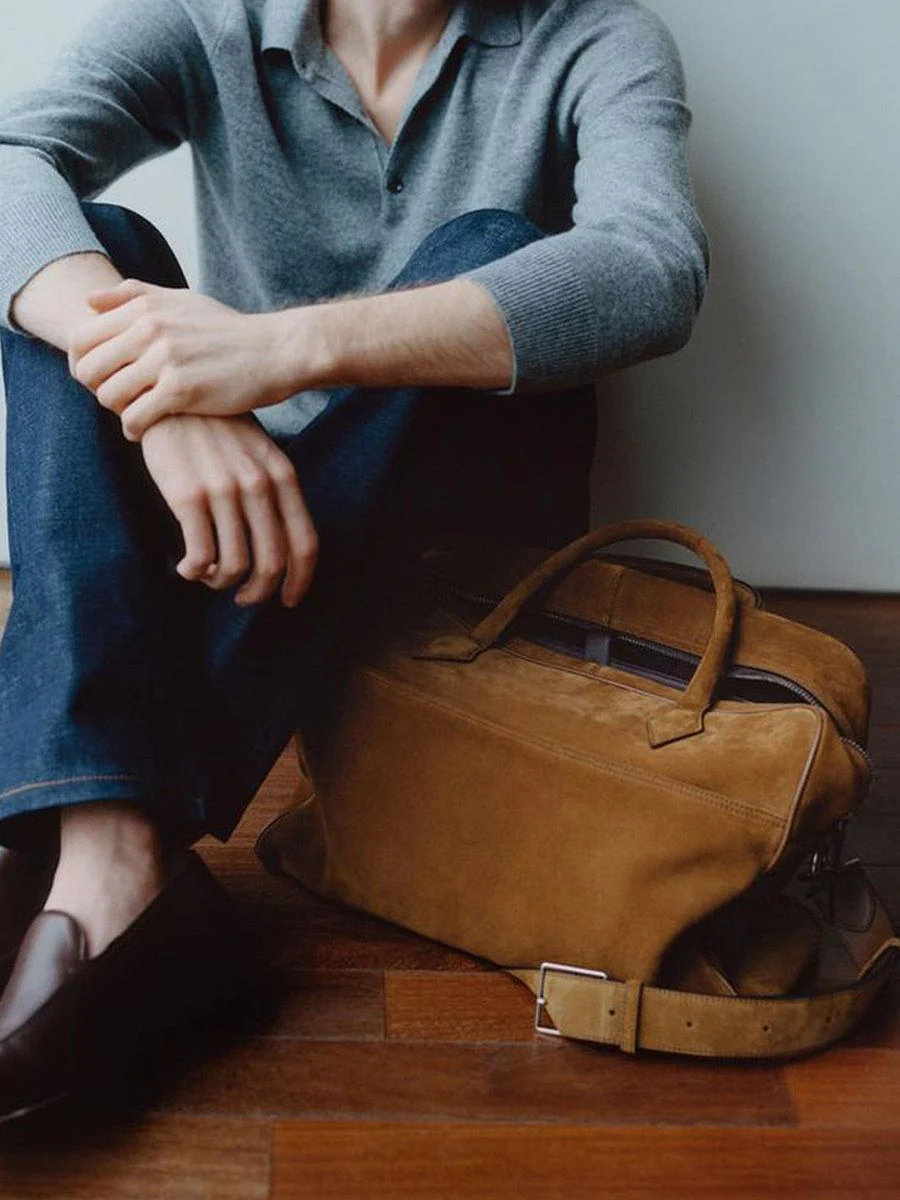 Italian Suede Carryall Briefcase - Image 4