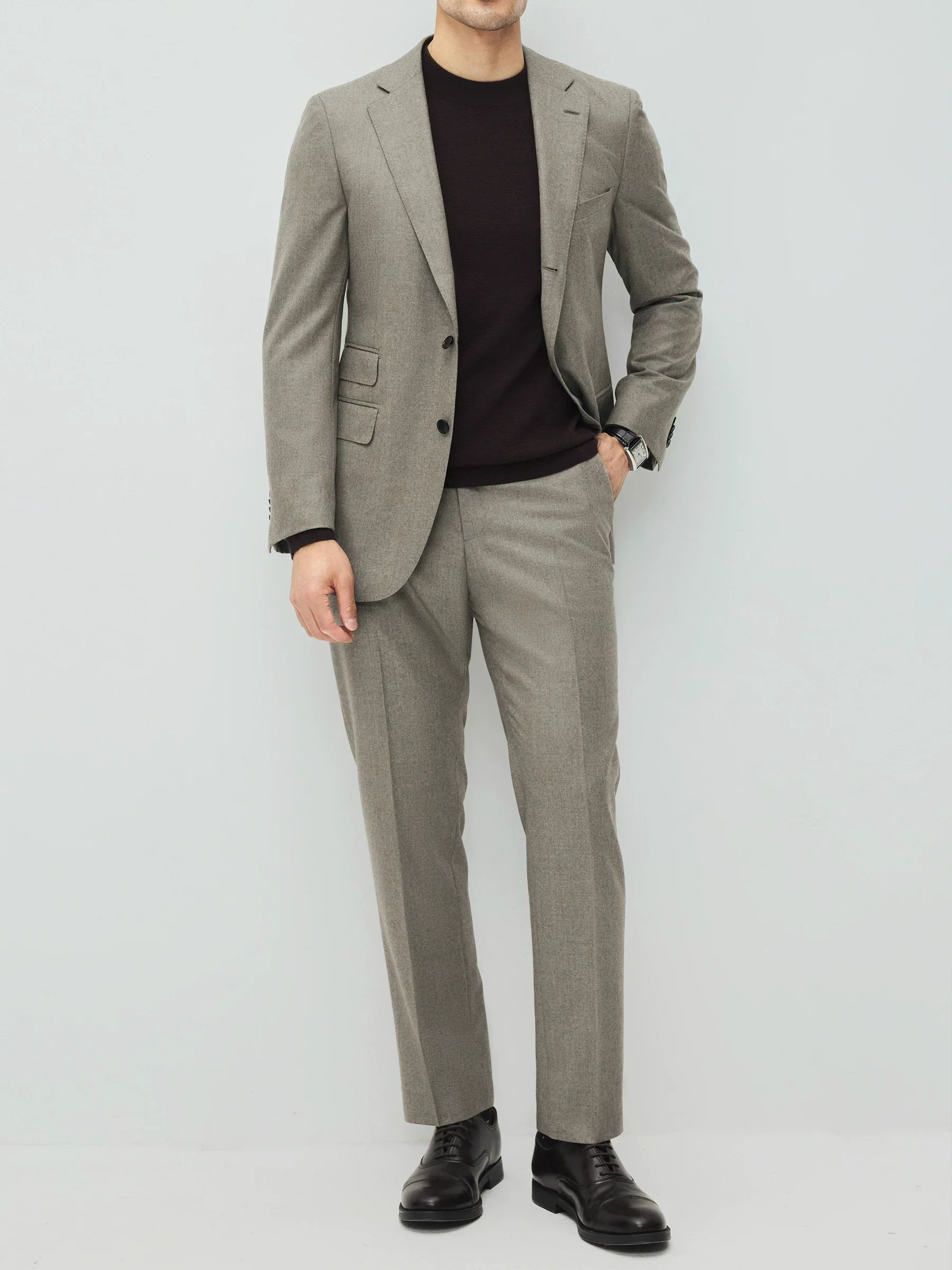 Italian Super 120s Flannel Suit Jacket