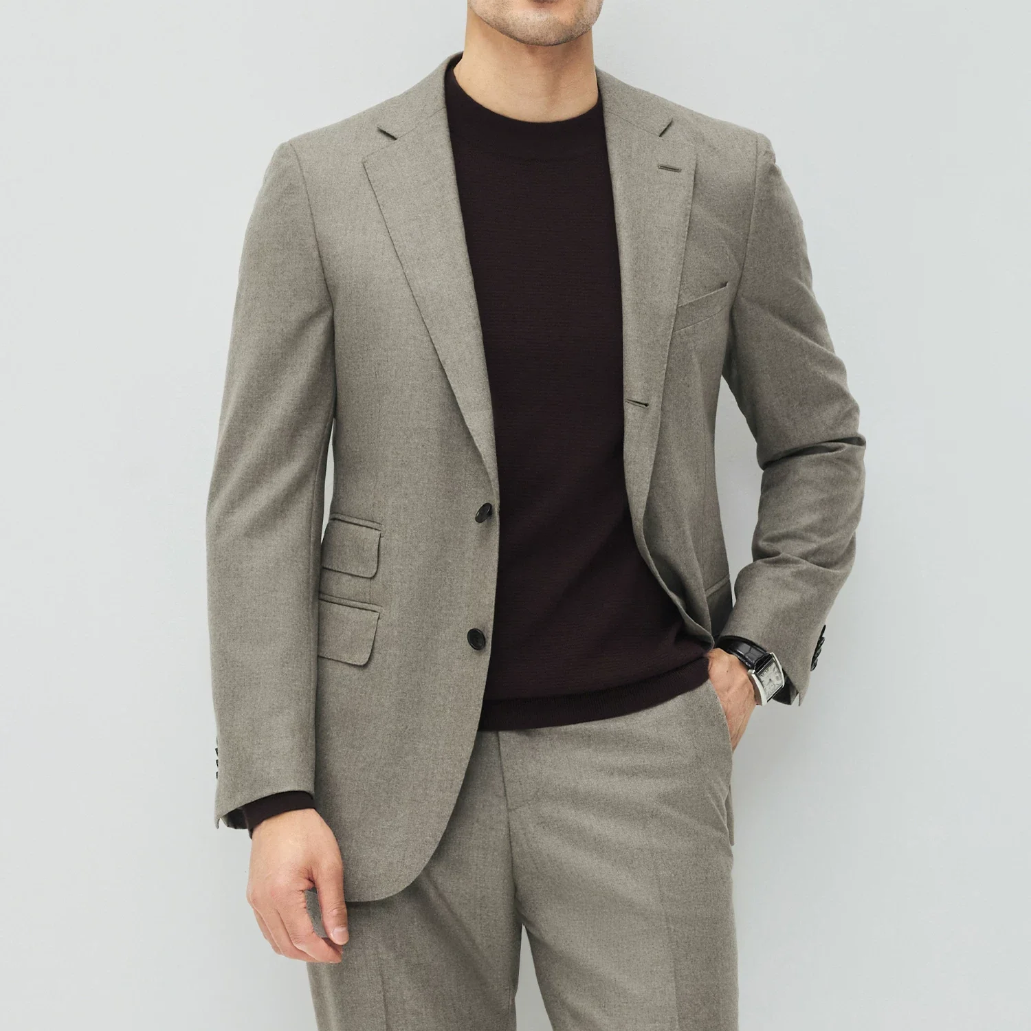 Italian Super 120s Flannel Suit Jacket - Image 5