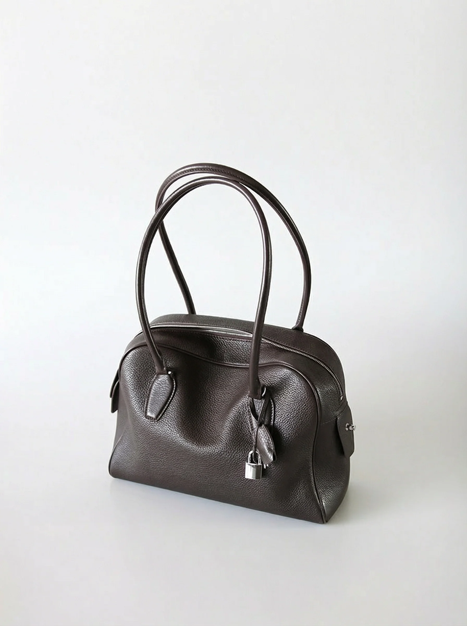Italian Top-Grain Leather Boston Shoulder Bag - Image 10