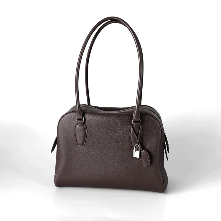 Italian Top-Grain Leather Boston Shoulder Bag - Image 5