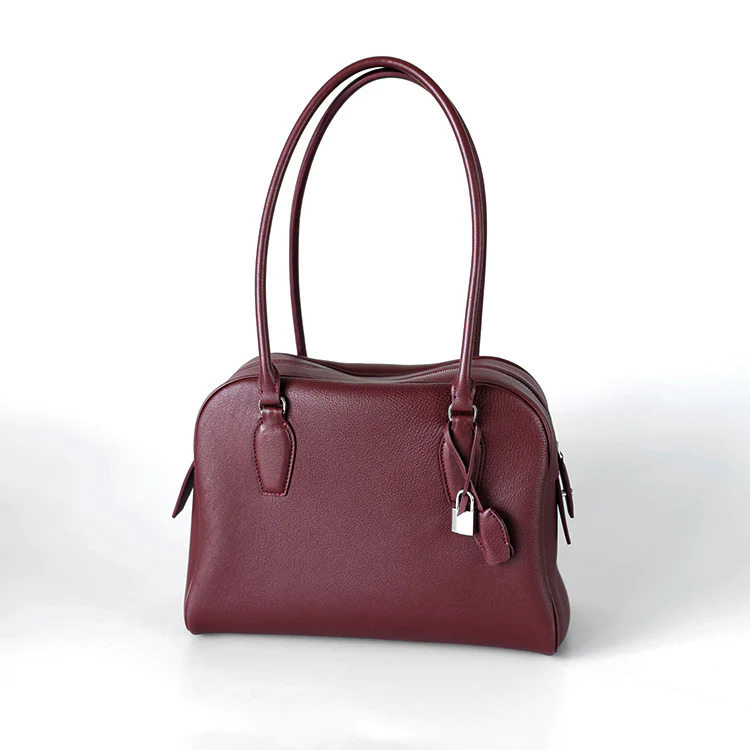 Italian Top-Grain Leather Boston Shoulder Bag - Image 7