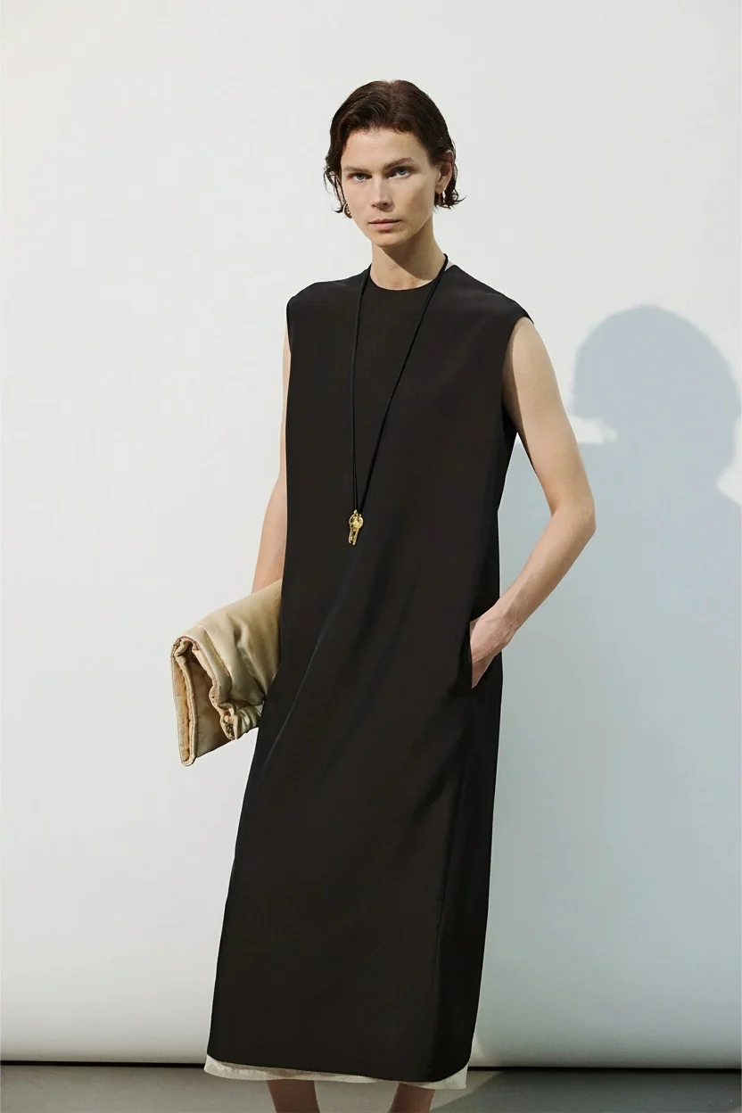 Italian Viscose Sleeveless Column Dress