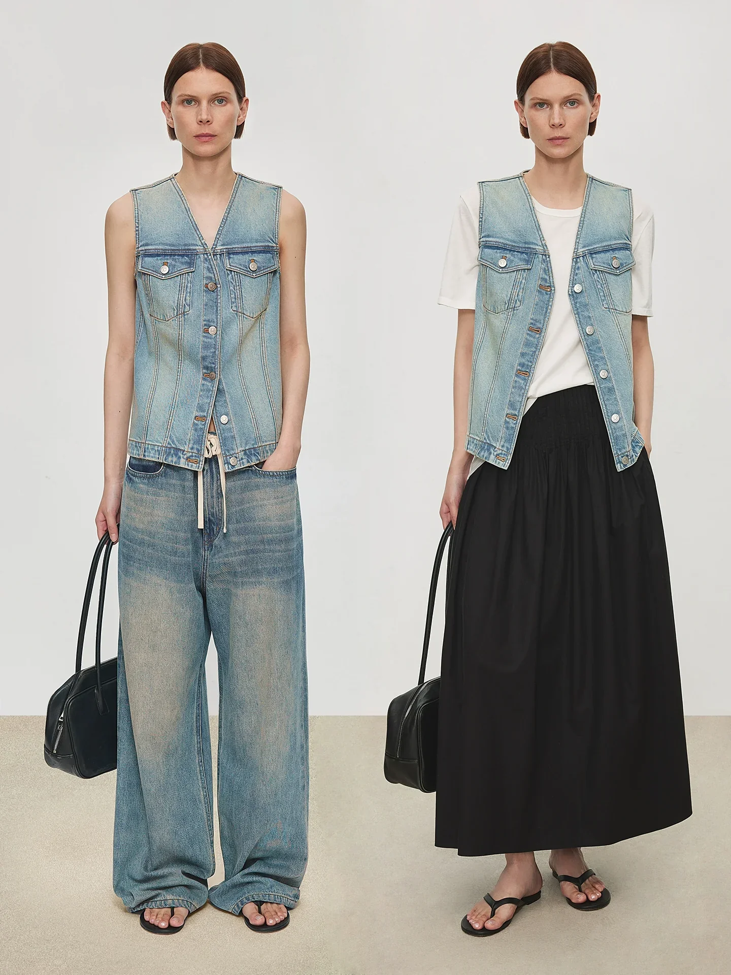 ItalianStretchDenimV-NeckVest - Image 4
