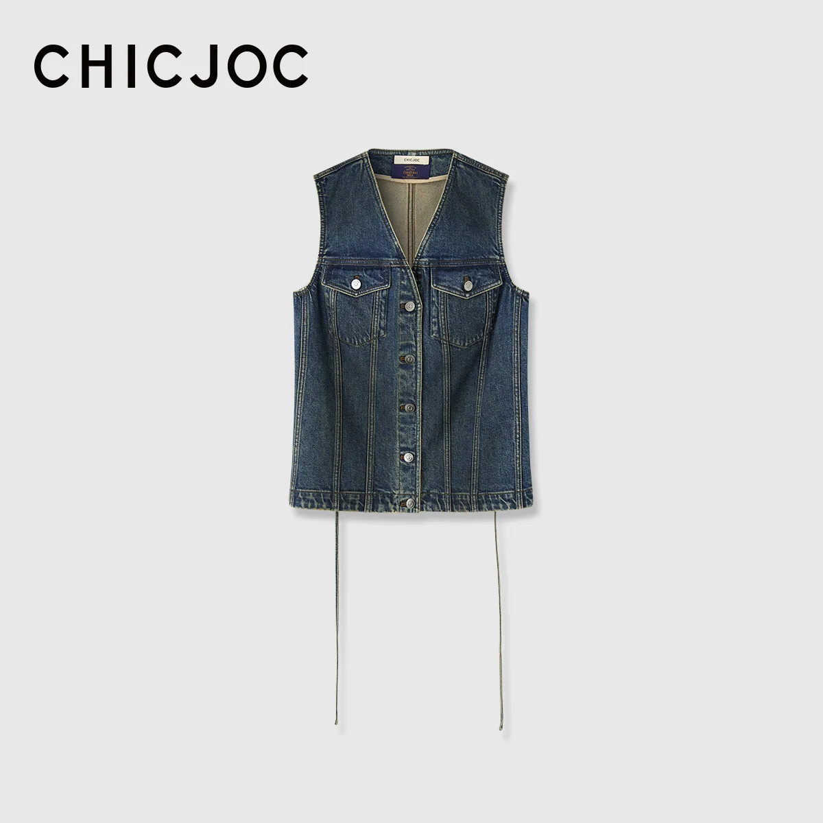 ItalianStretchDenimV-NeckVest - Image 6