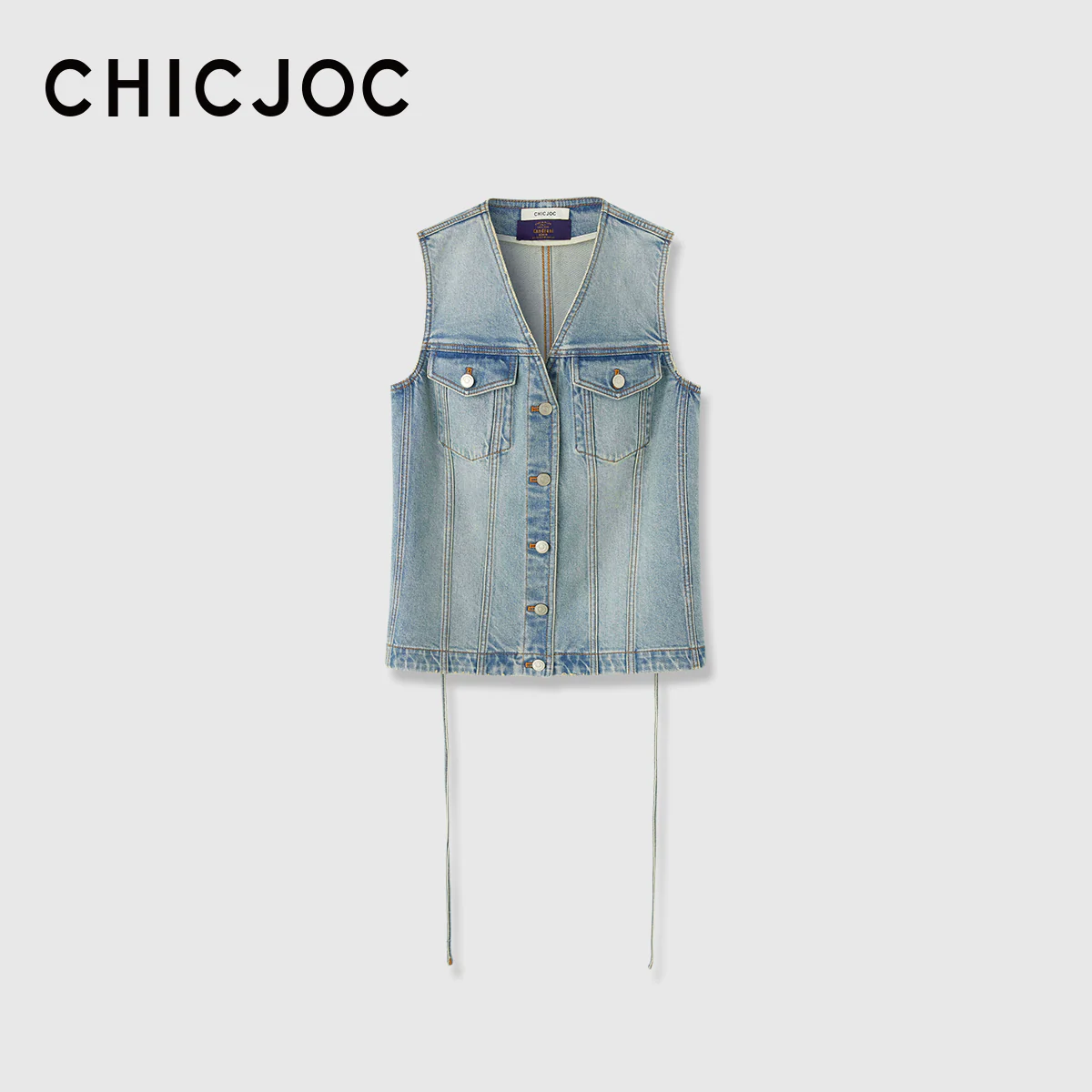 ItalianStretchDenimV-NeckVest - Image 7