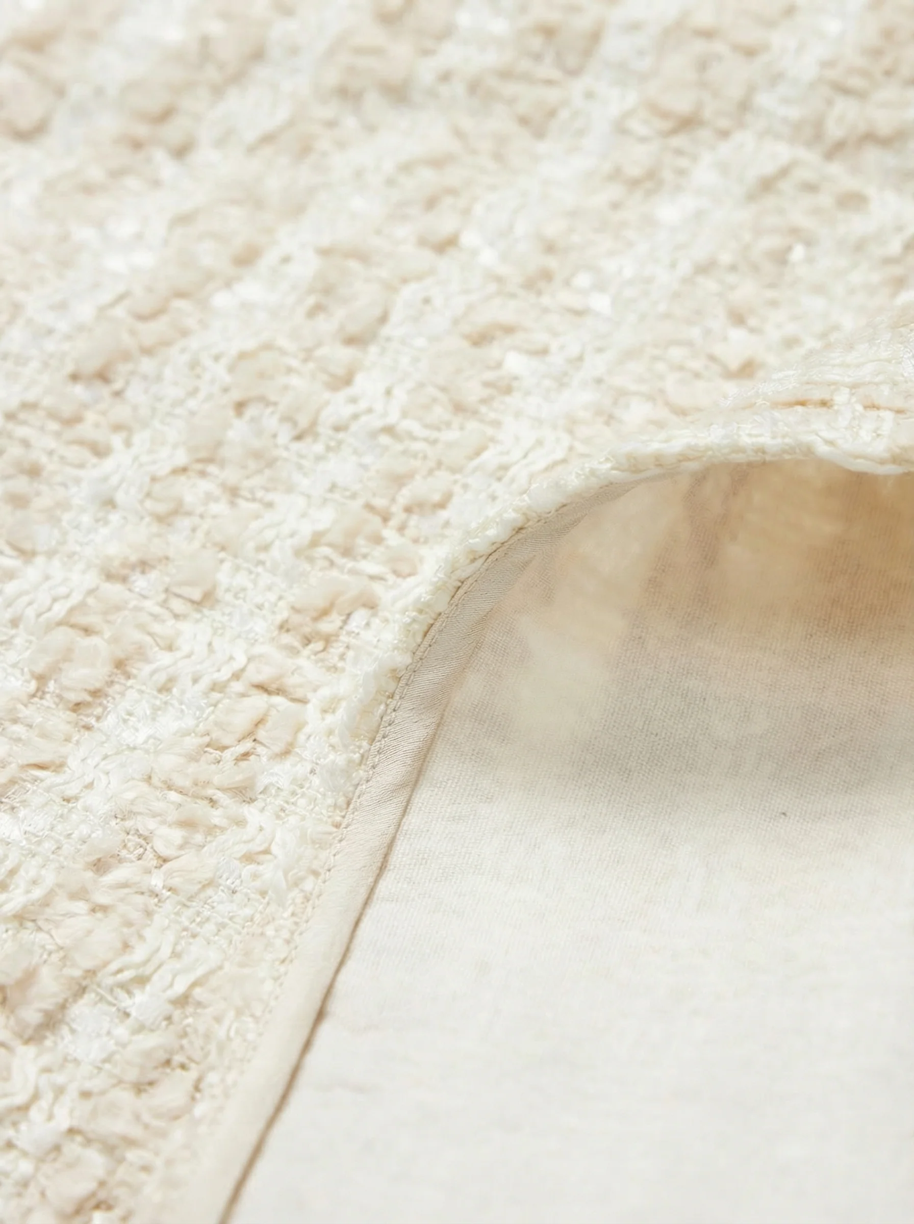 Ivory Bouclé Tweed A-Line Mini Skirt - Image 3