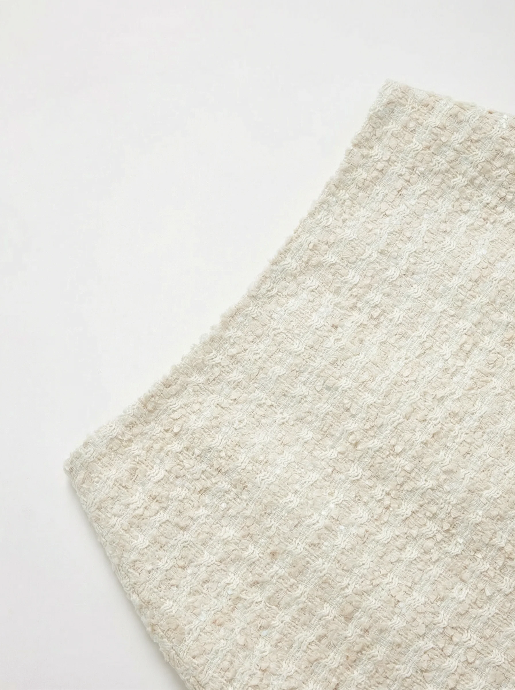 Ivory Bouclé Tweed A-Line Mini Skirt - Image 4