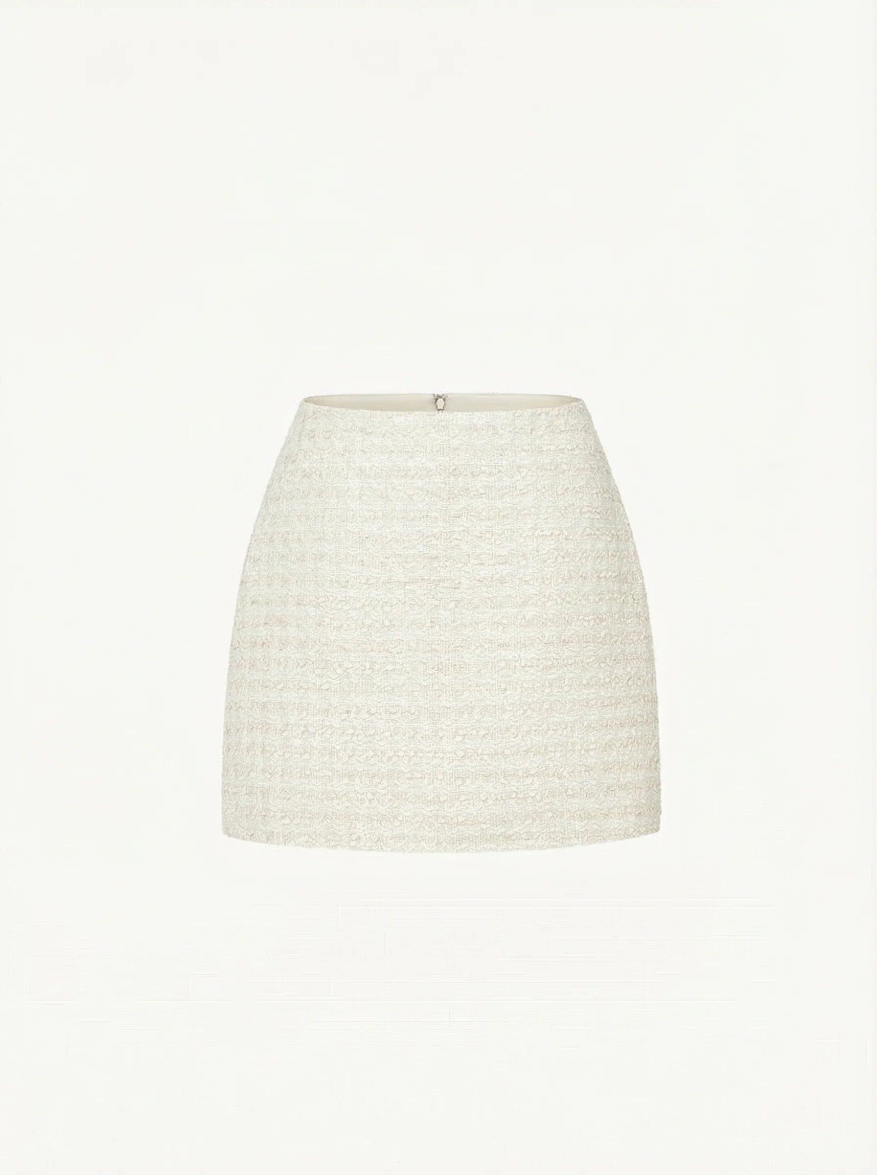 Ivory Bouclé Tweed A-Line Mini Skirt - Image 6