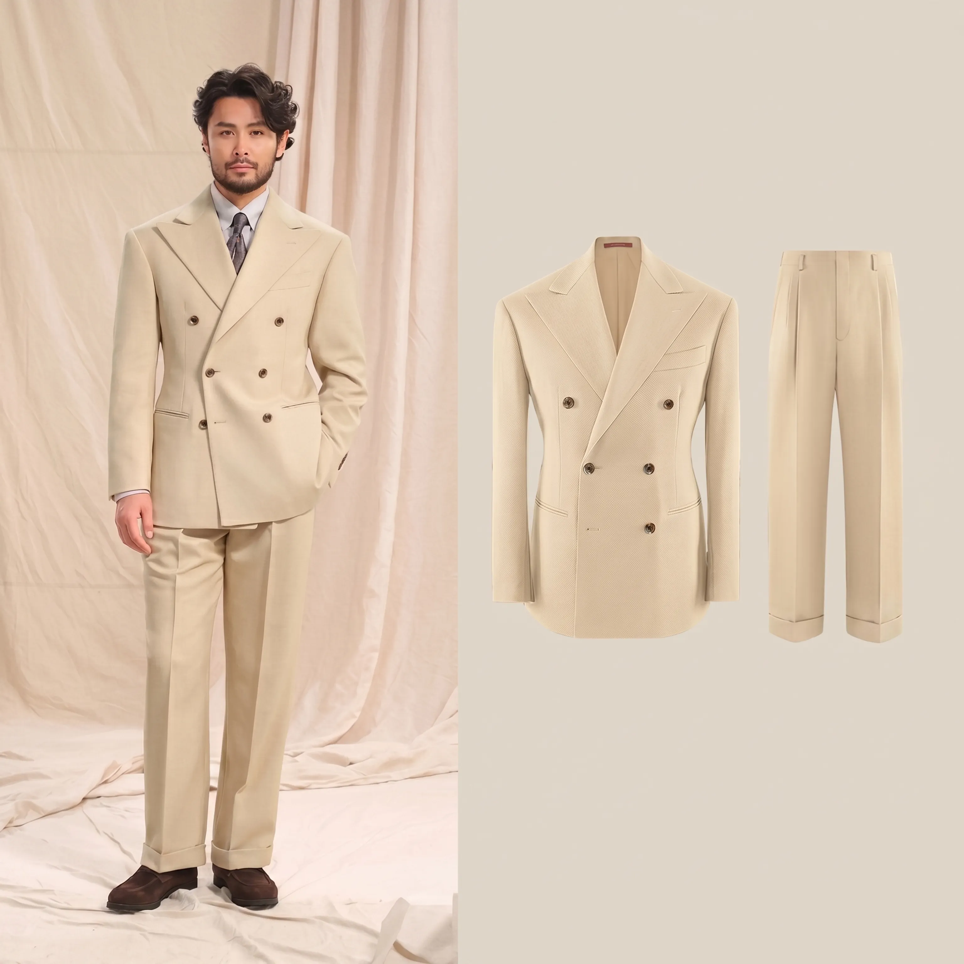 Ivory Double-Breasted Suit - Image 3