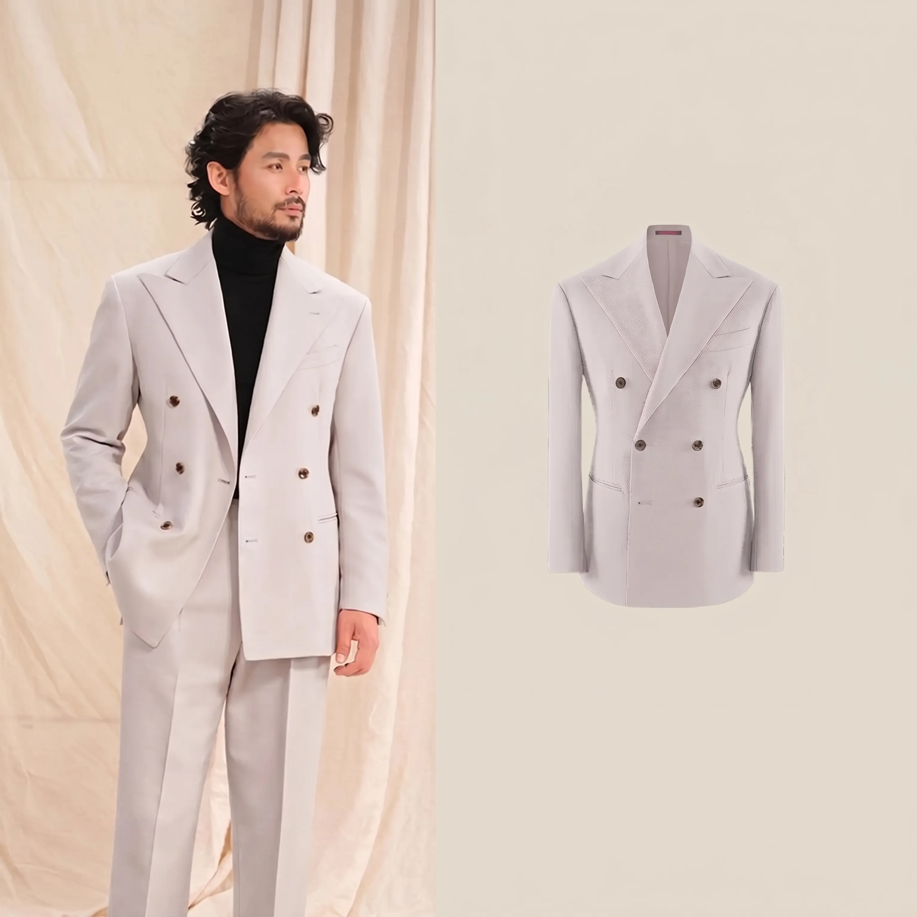 Ivory Double-Breasted Suit - Image 9