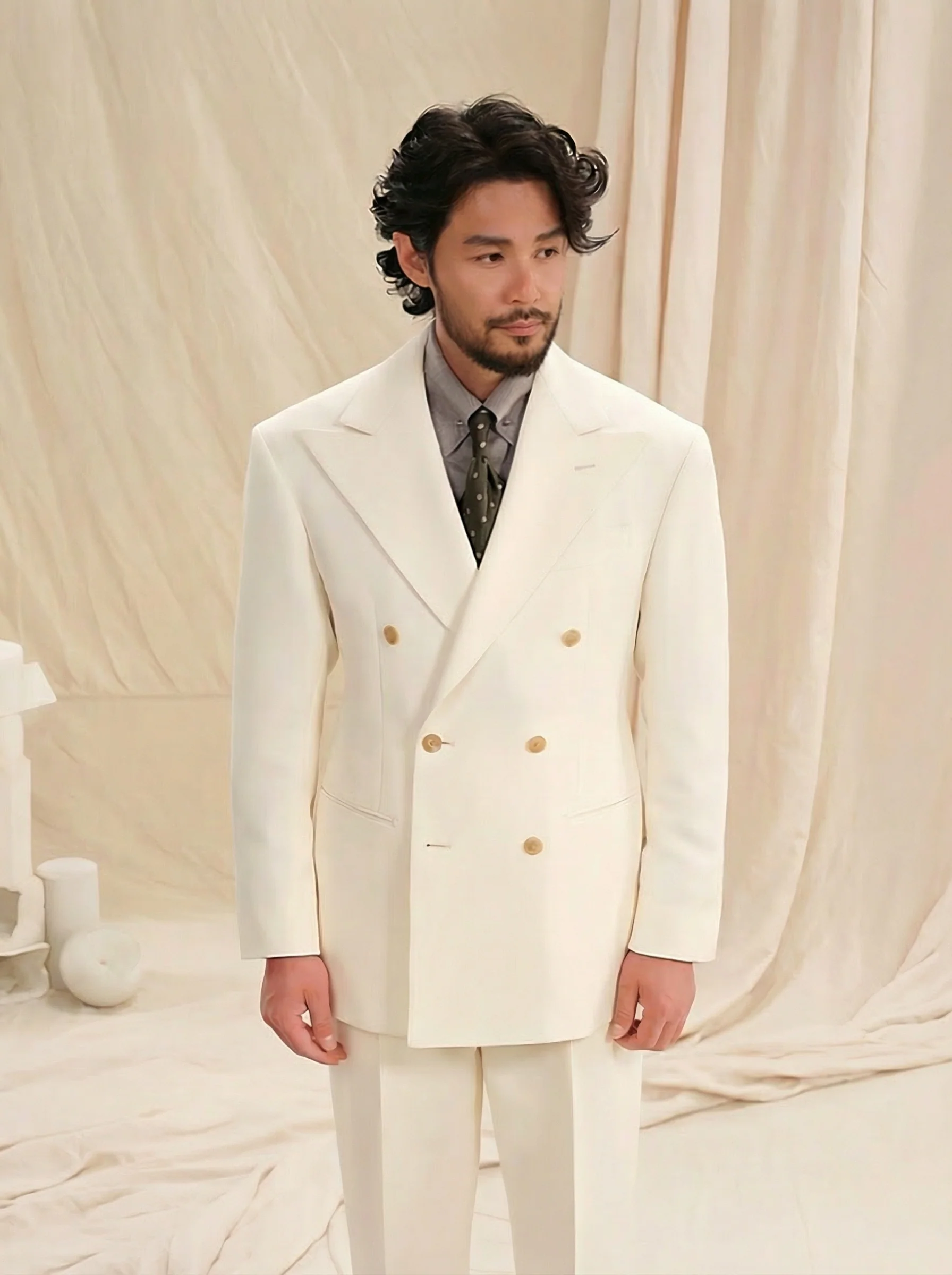 Ivory Double-Breasted Suit