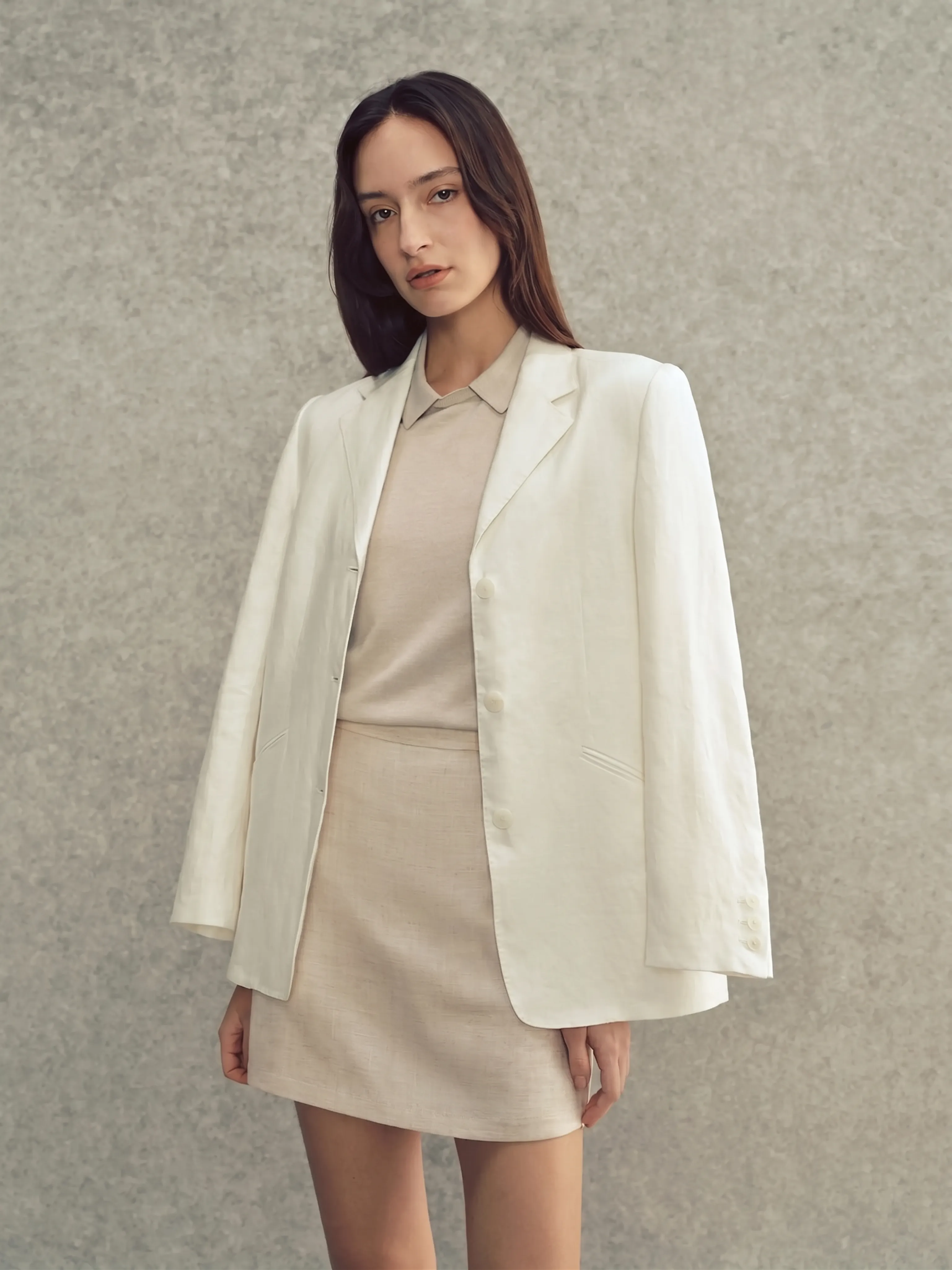 Ivory Linen Blazer