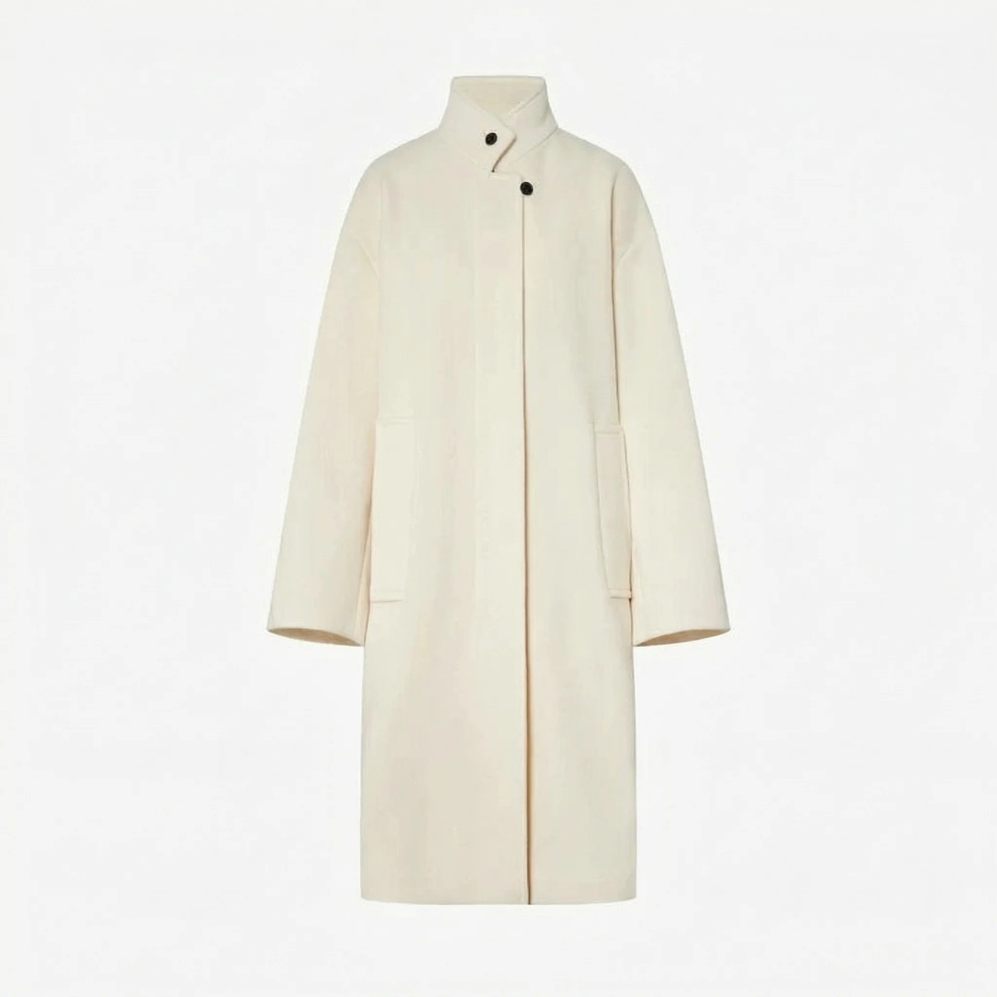 Ivory Merino Stand-Collar Coat - Image 5