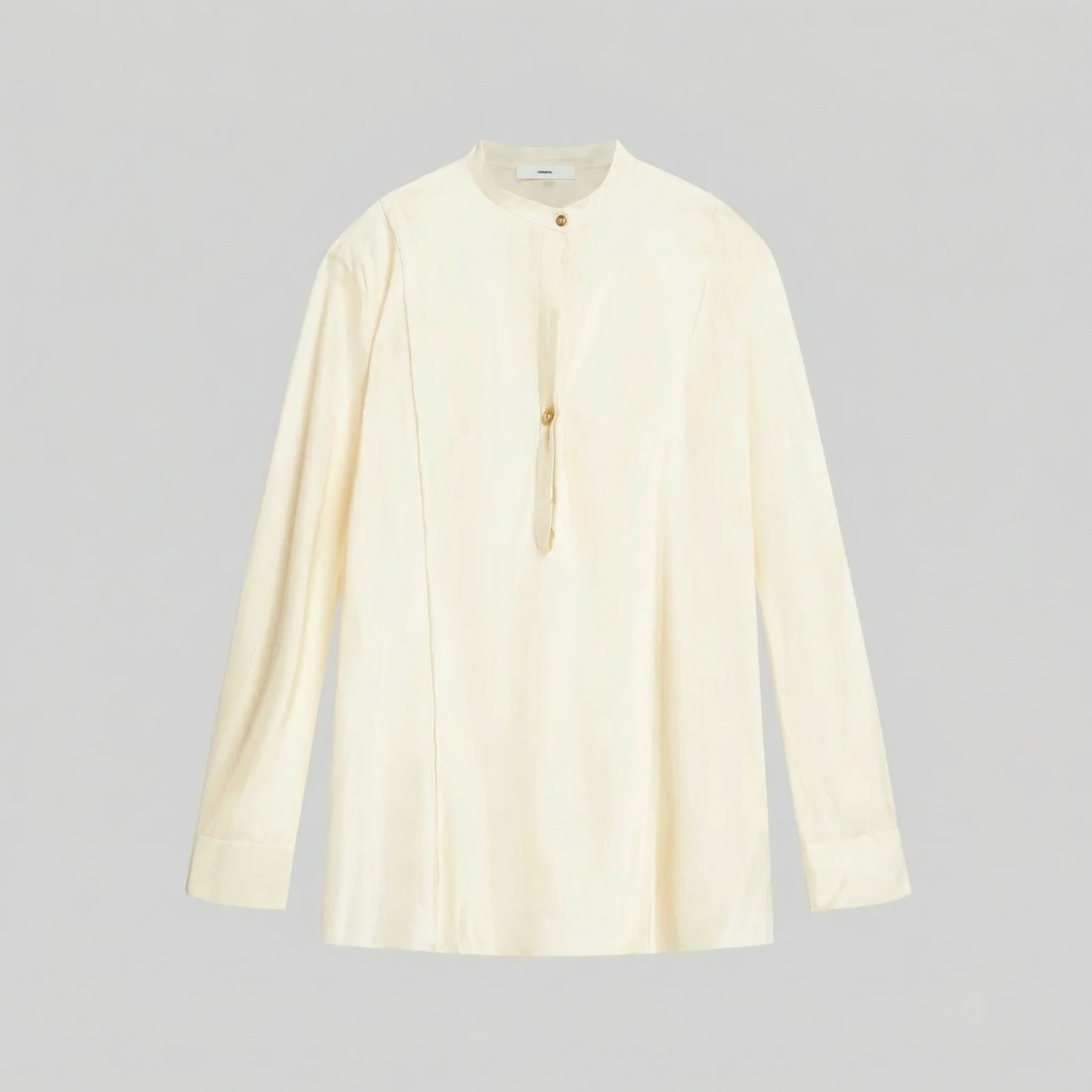 Ivory Mulberry Silk Band-Collar Blouse - Image 5