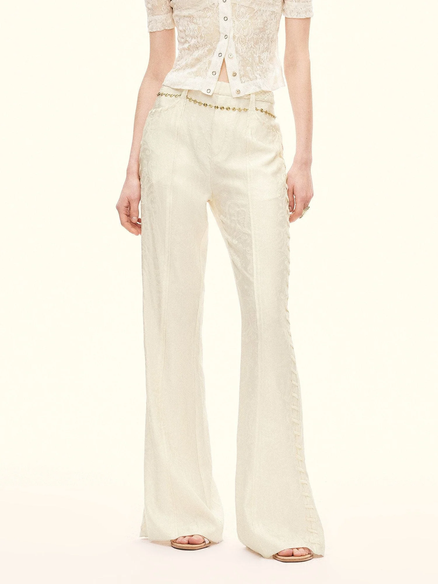 Jacquard Flare Trousers